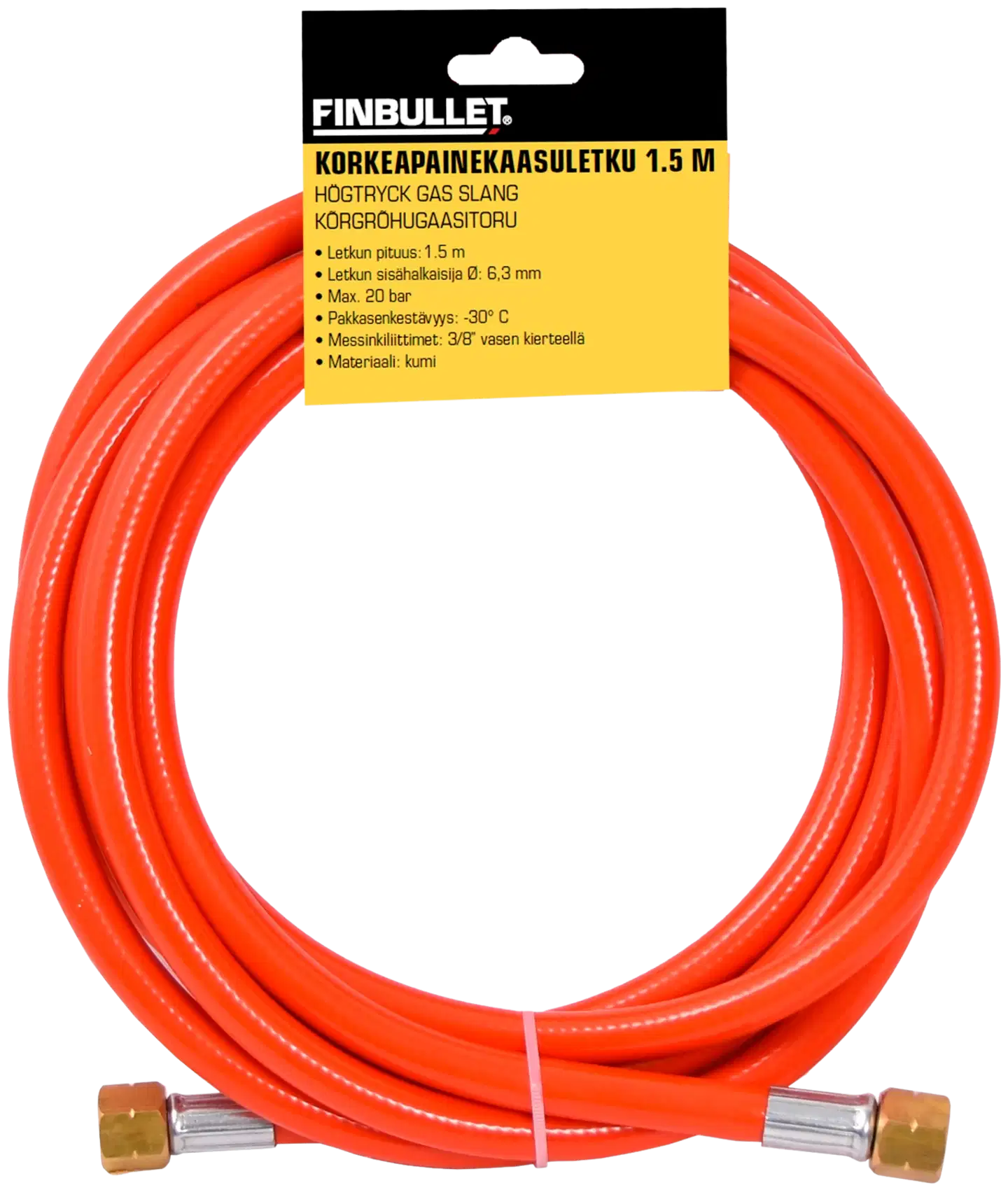 Finbullet korkeapainekaasuletku 1.5m