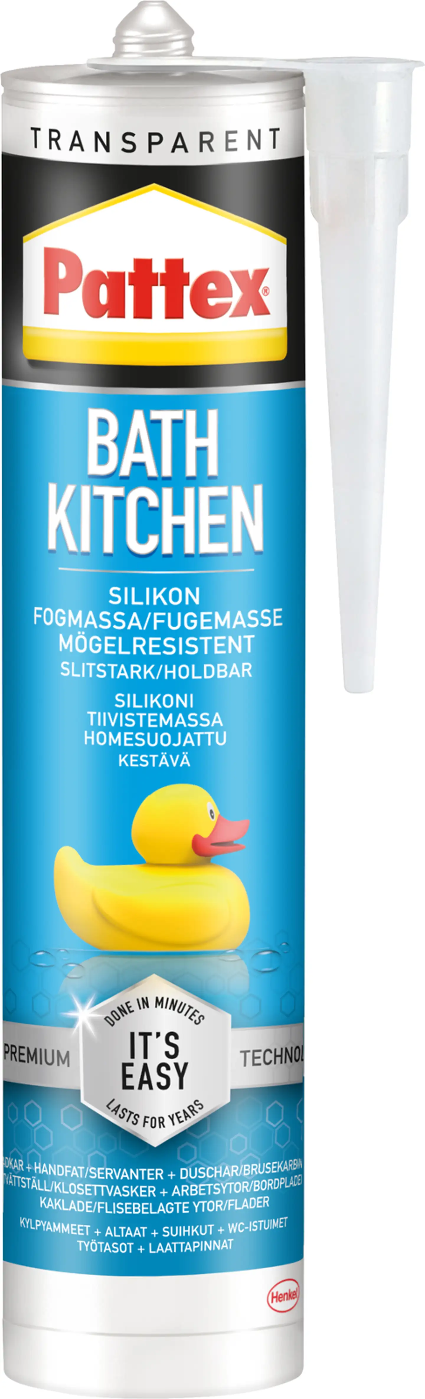 Pattex silikonimassa 280ml patruuna Bath&Kitchen transparent - 1