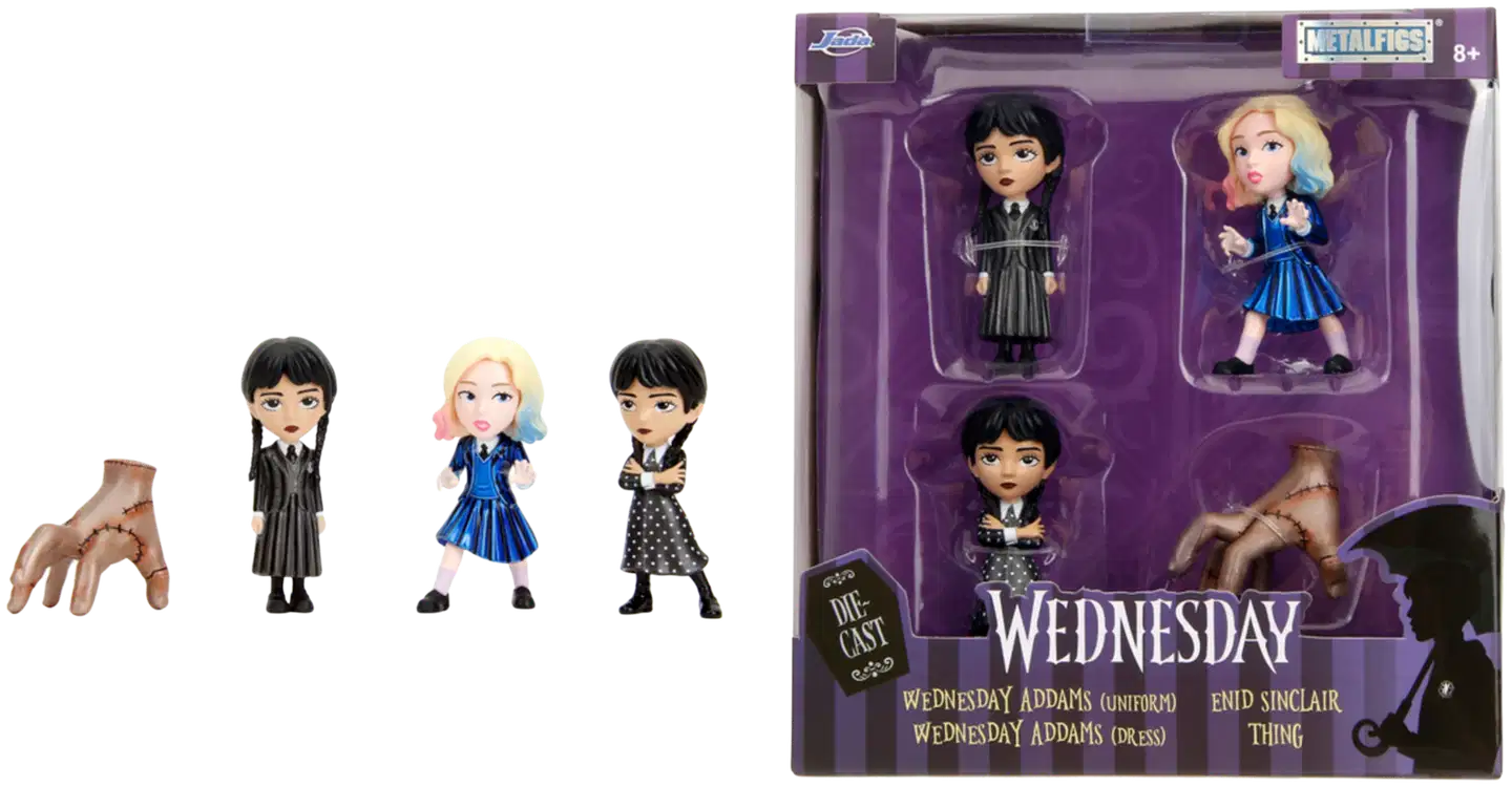 Jada Wednesday, 4 metallisen keräilyhahmon pakkaus, 6 cm; 2,5" - 1