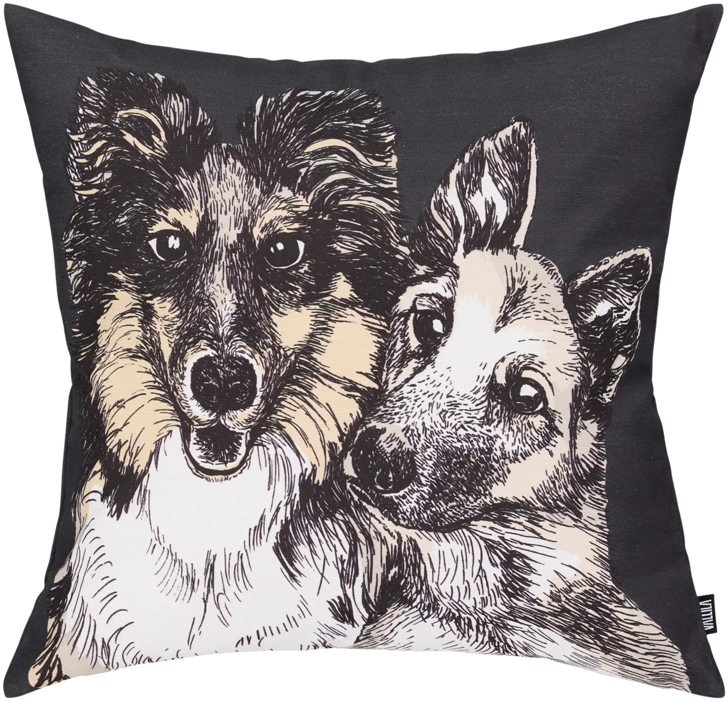 Vallila koristetyynynpäällinen Ystävykset 43x43 cm tumman harmaa - 1