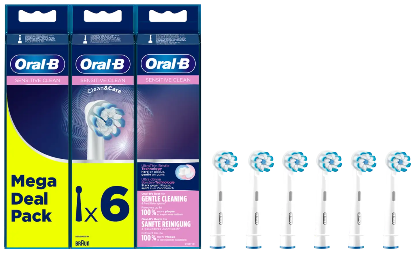 Oral-B vaihtoharja 2+2+2kpl Sensitive Clean & Care - 1