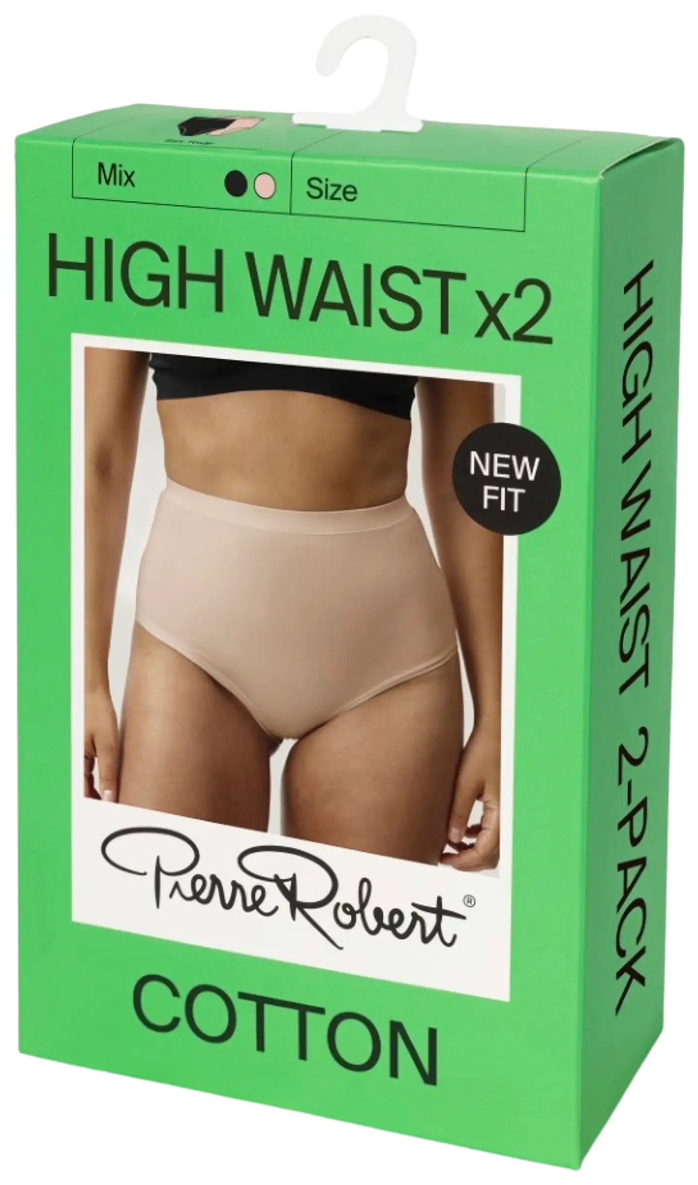 Pierre Robert naisten High Waist puuvilla alushousut 2-pack - Powder and Black - 2