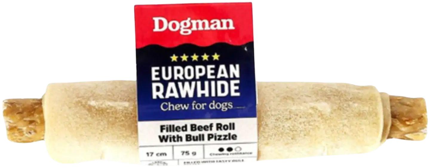 Dogman European Rawhide Beef Roll with Bull Pizzle 17cm 75g