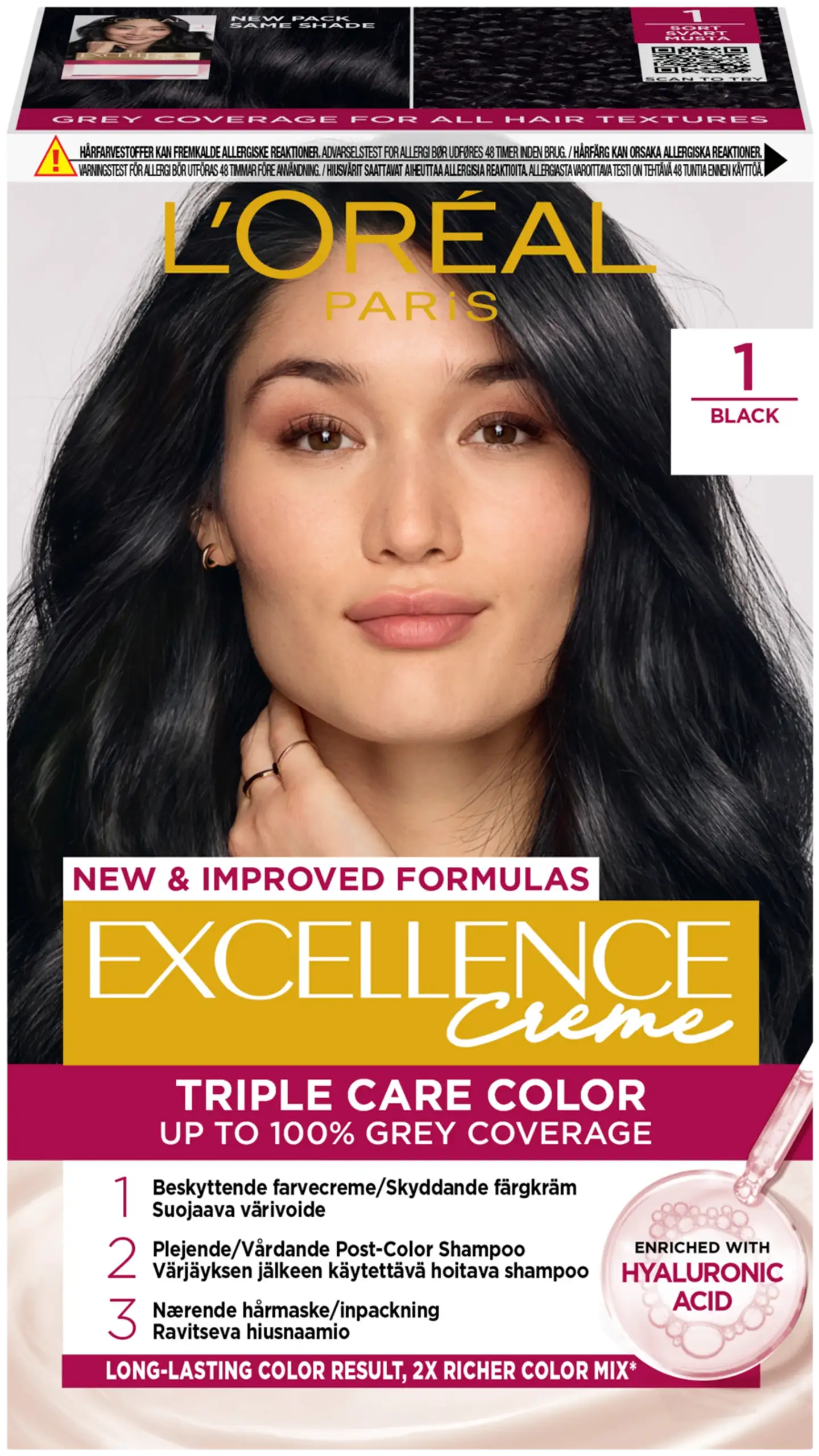 L'Oréal Paris Excellence Creme 1 Black Musta kestoväri 1kpl - 1