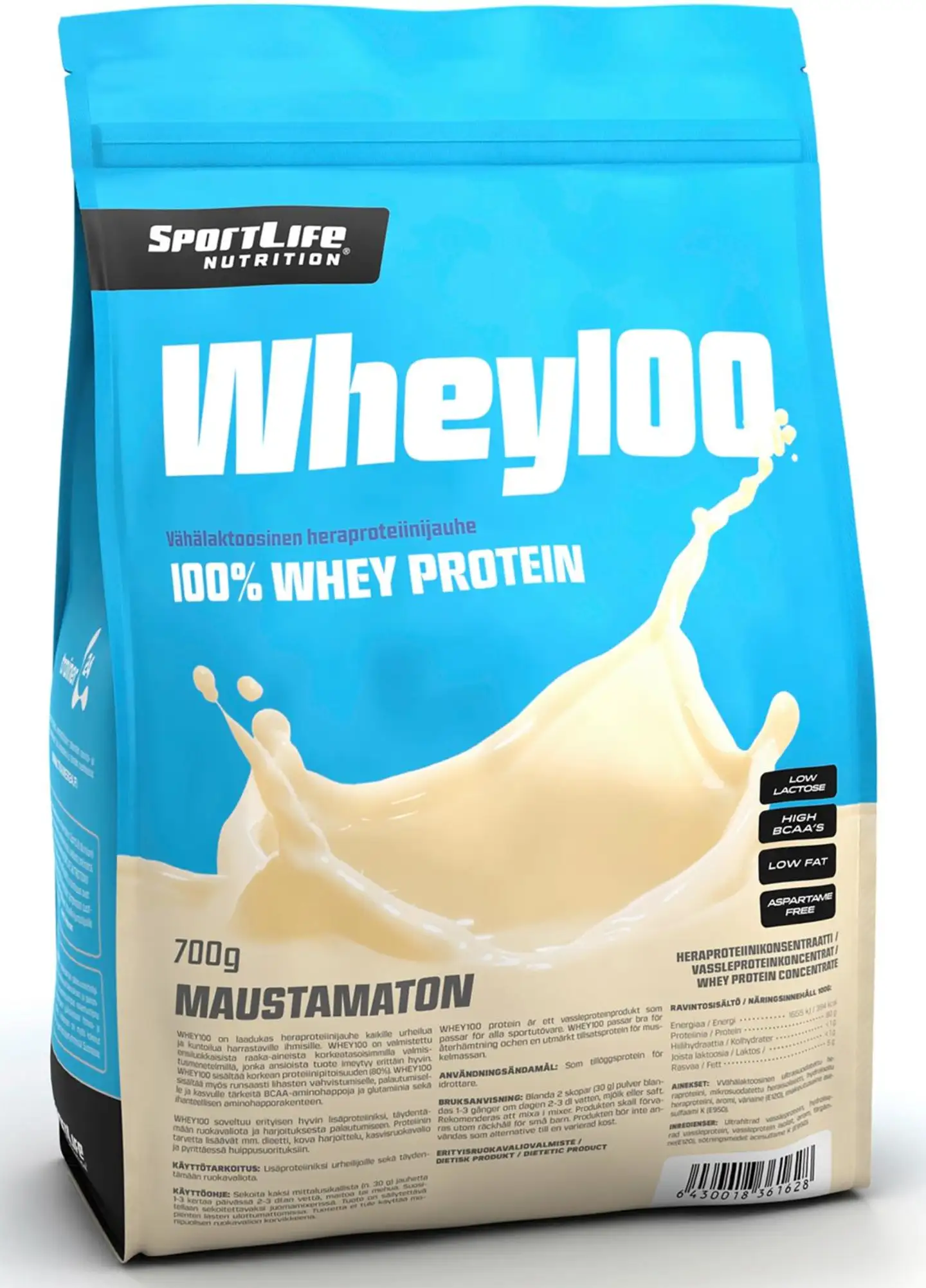 SportLife Nutrition Whey100 700g maustamaton heraproteiinijauhe