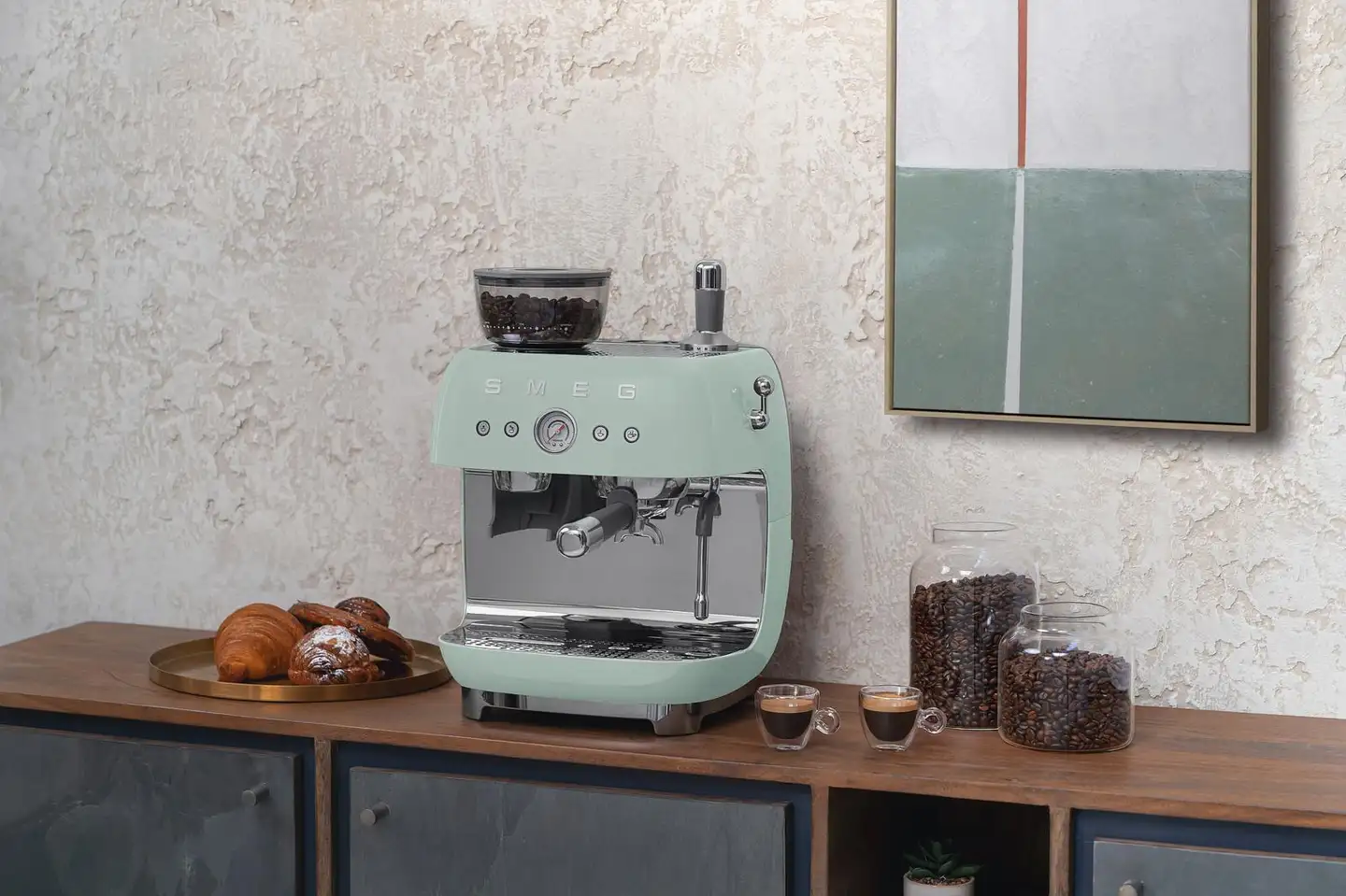 Smeg espressokeitin myllyllä mintunvihreä EGF03PGEU - 13