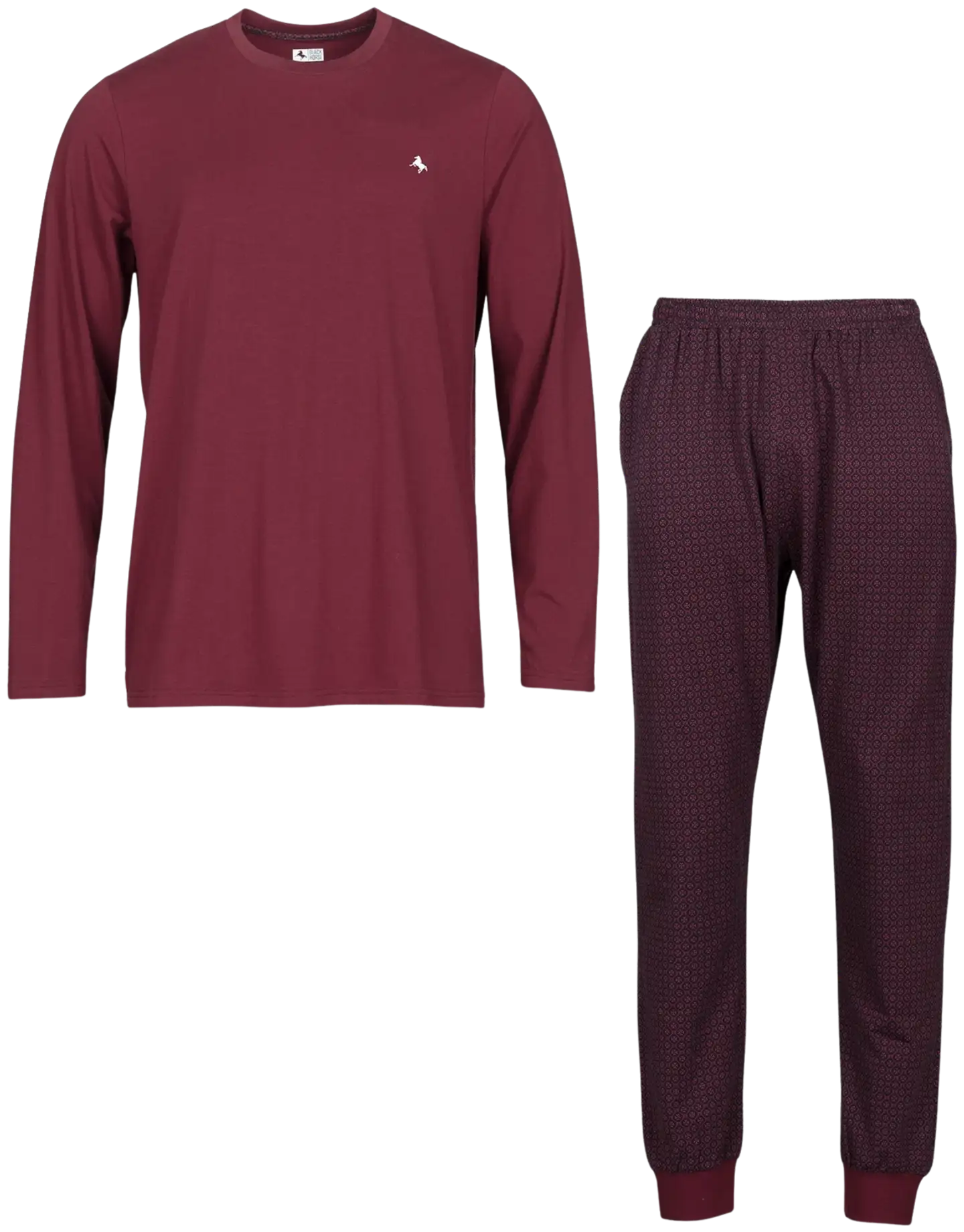 Black Horse miesten pyjama N057 - Red Wine Tile - 1