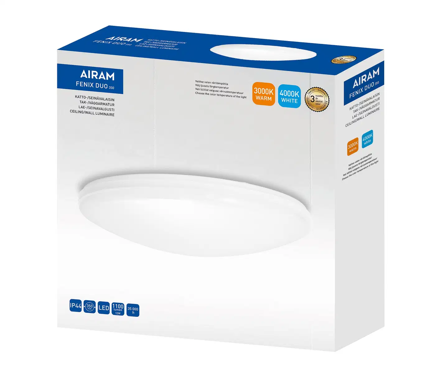 Airam Fenix Duo 350 IP44 12W 830/840 - 3