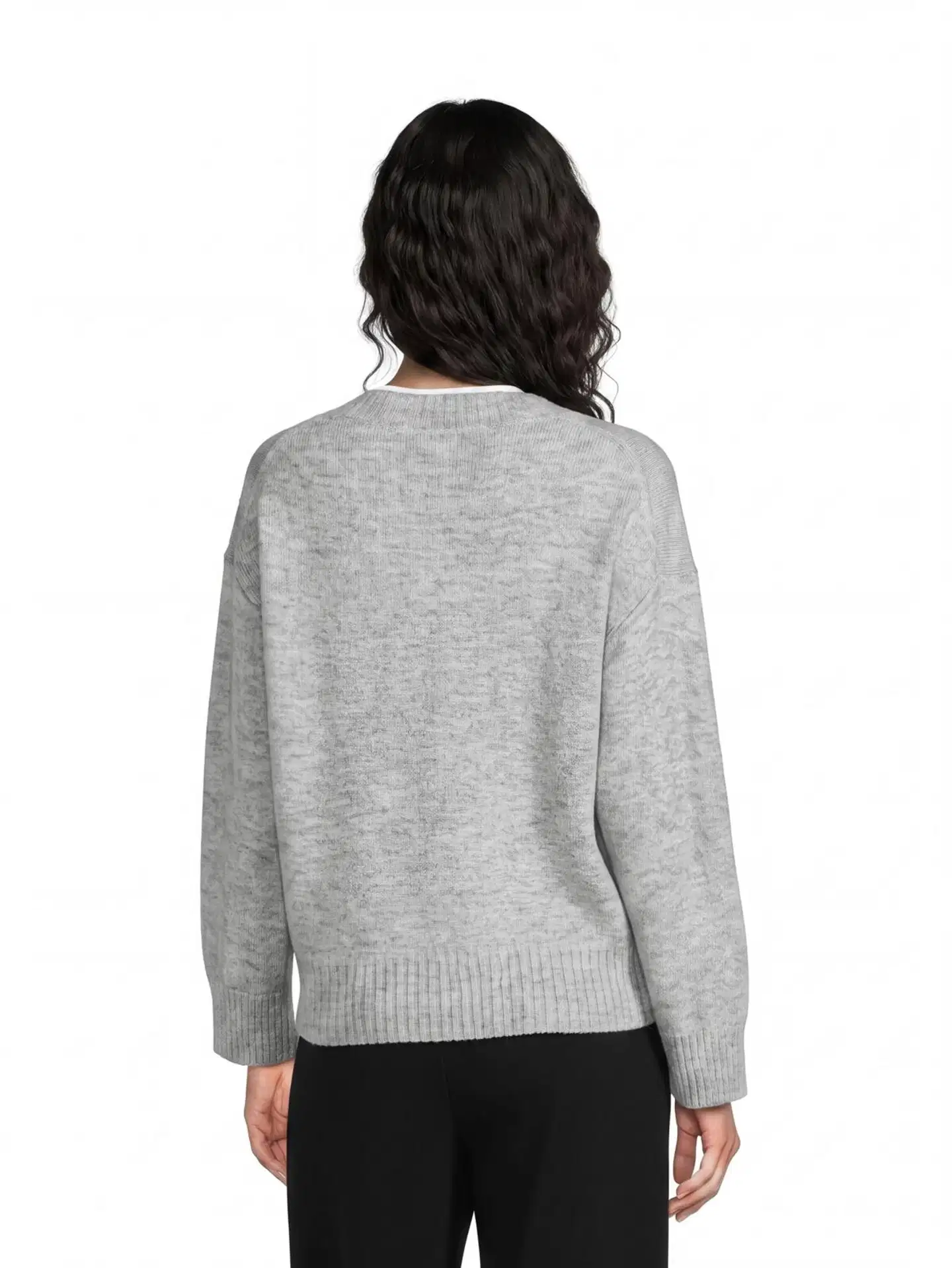 House naisten neule Fluffy-V - L.grey melange - 4