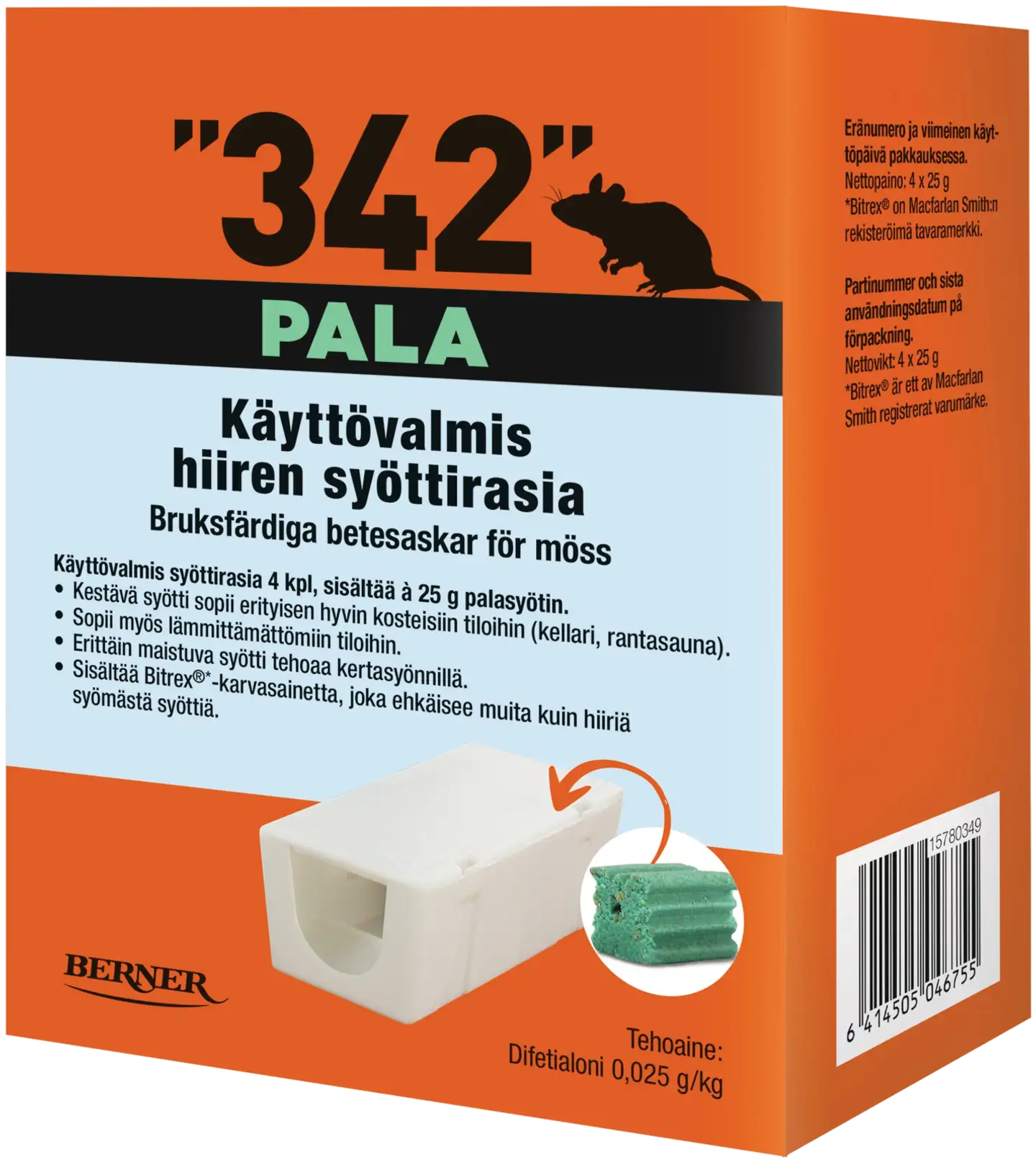 342 Syöttirasia 4kpl á 25g palasyötti