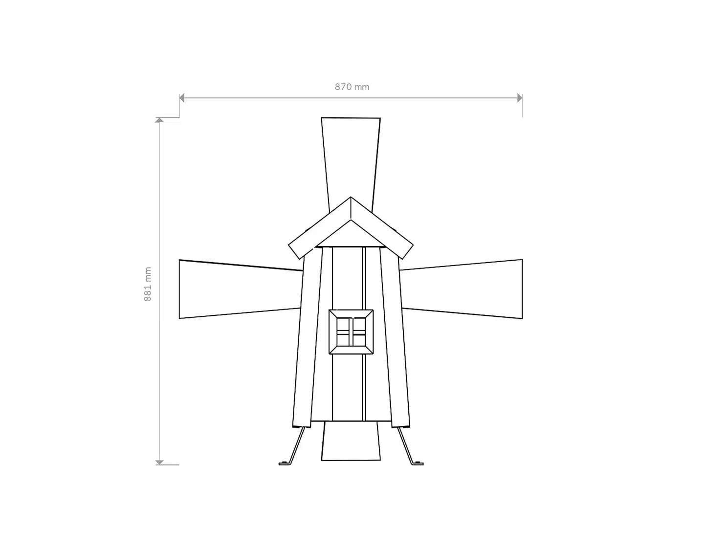 Tuulimylly, puuvalmis, 69x30x32cm - 2