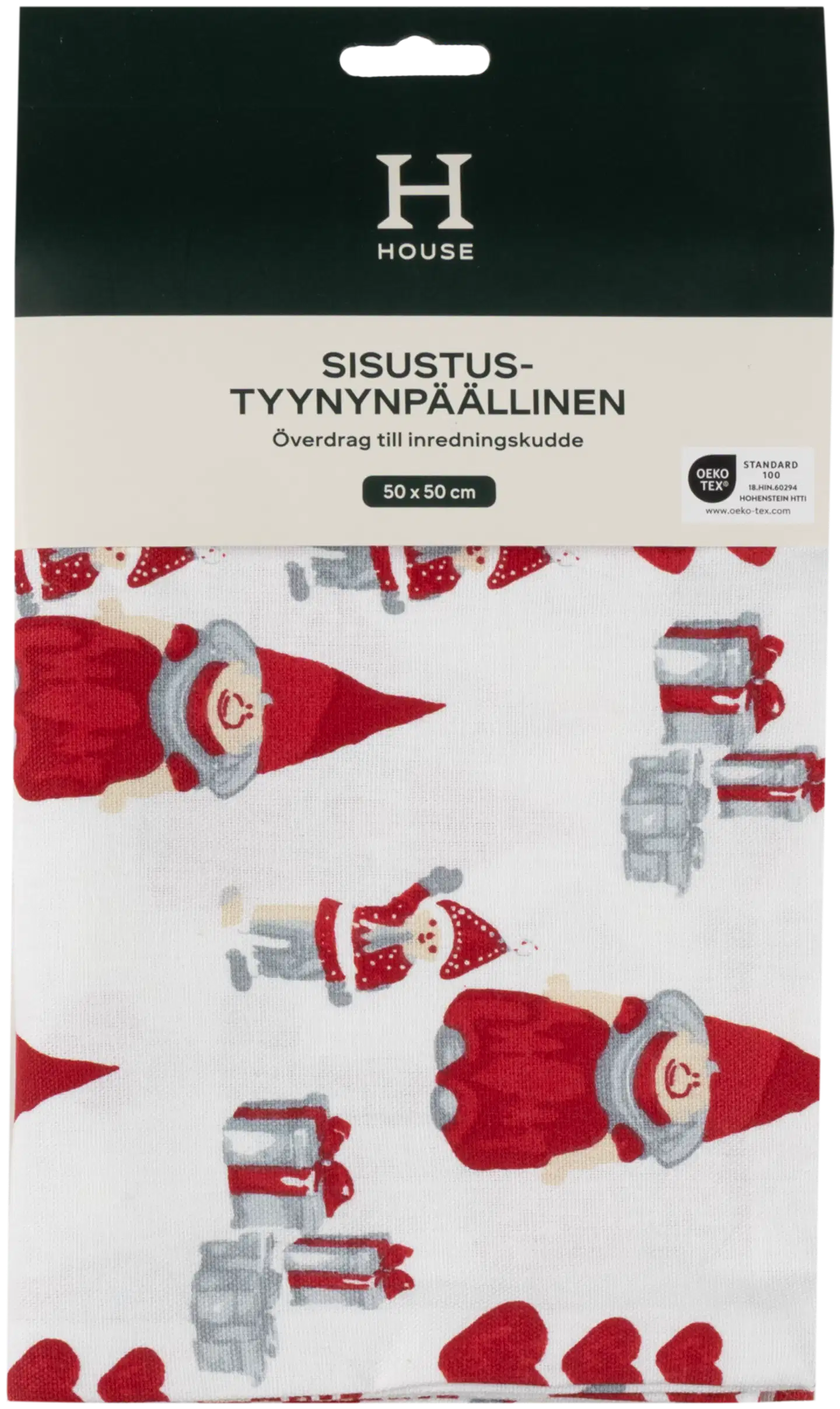 House sisustustyynynpäällinen Gnomes 50x50 cm punainen/harmaa/valkoinen - 1
