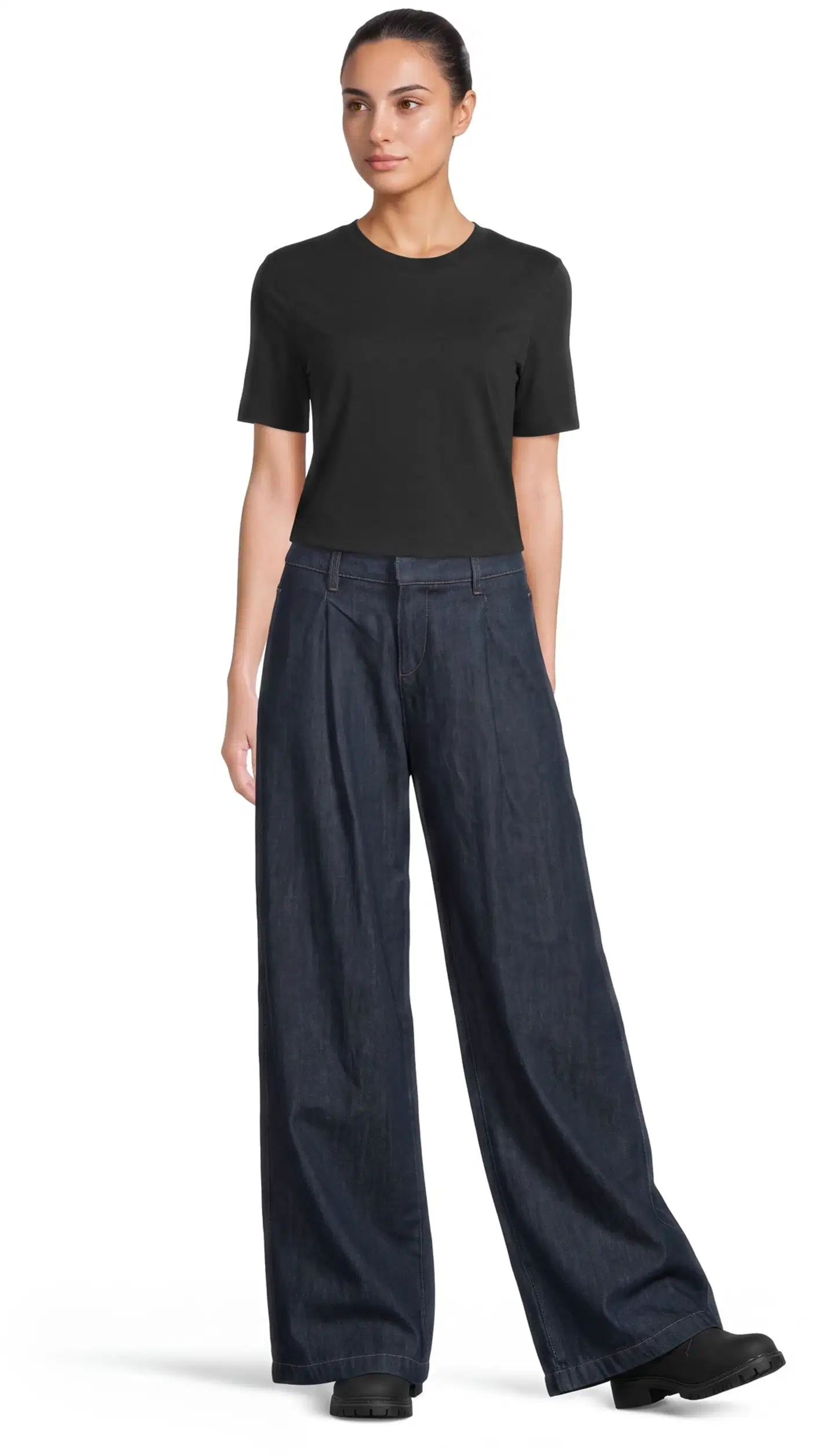 WKLY. naisten leveät farkut, smart casual denim 222W282684 - Denim dk. blue - 4