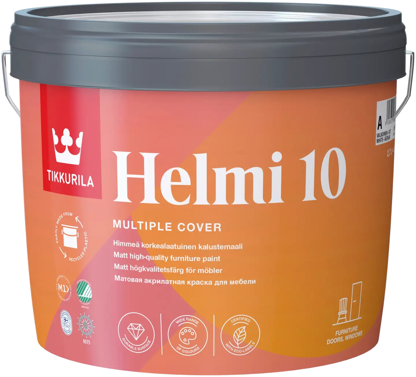 Tikkurila kalustemaali Helmi 10 2,7 l A valkoinen sävytettävissä himmeä