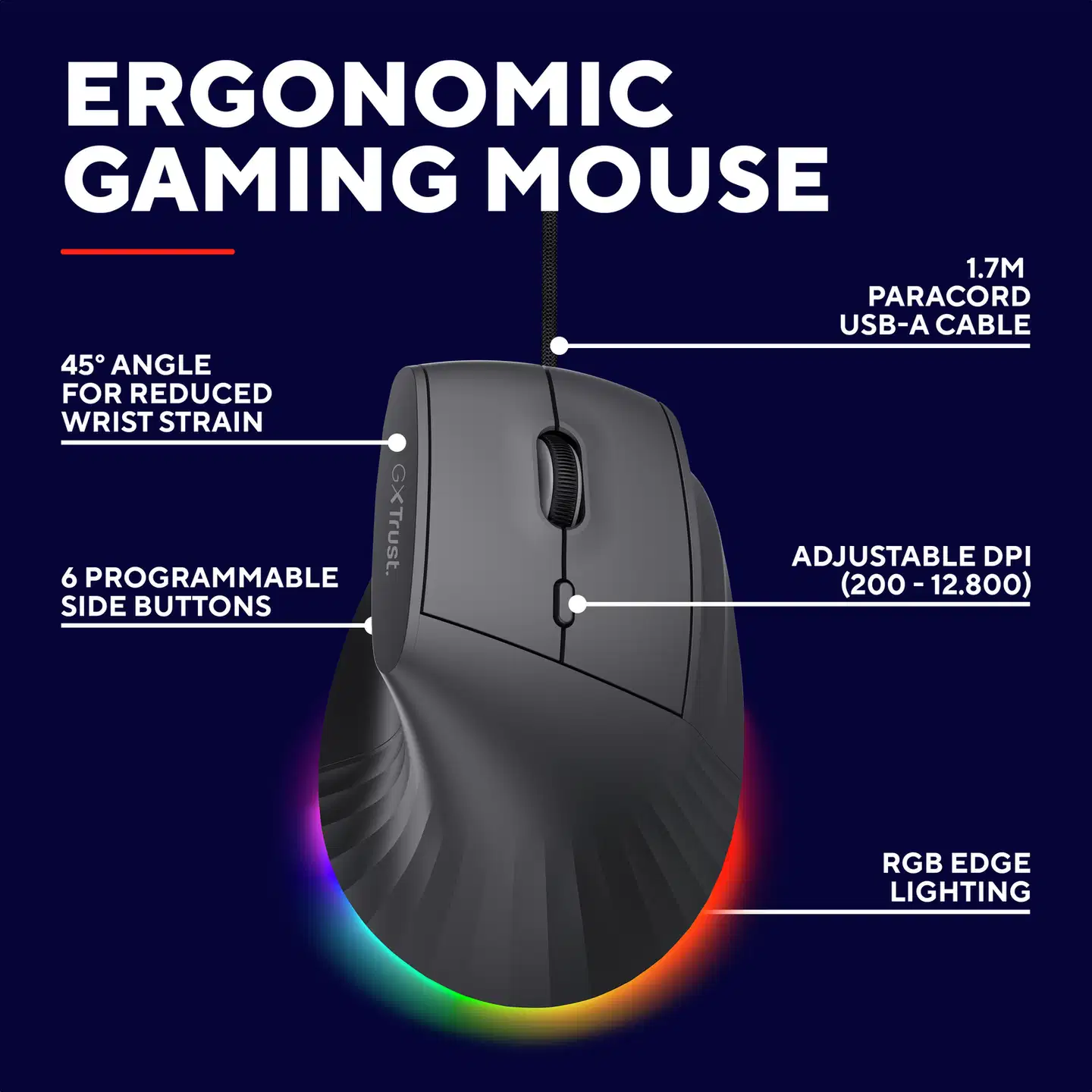 Trust GXT145 Rexxa ergonominen pelihiiri - 12