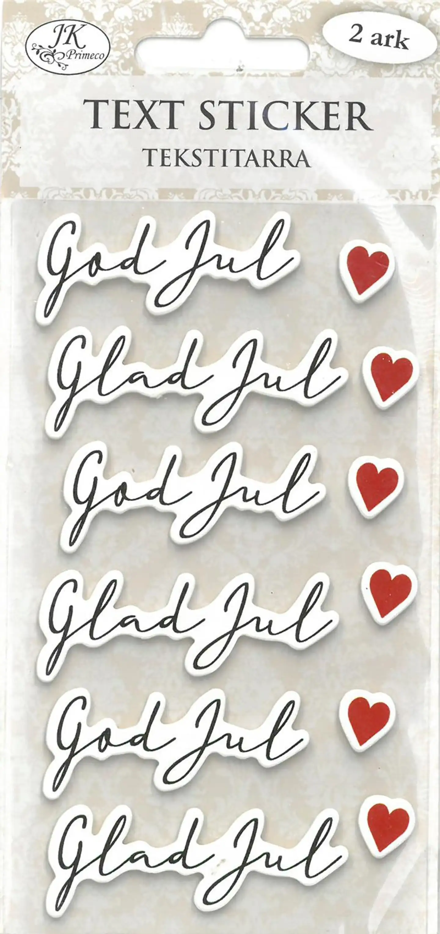 J.K. Primeco tekstitarra Glad jul svart 2ark