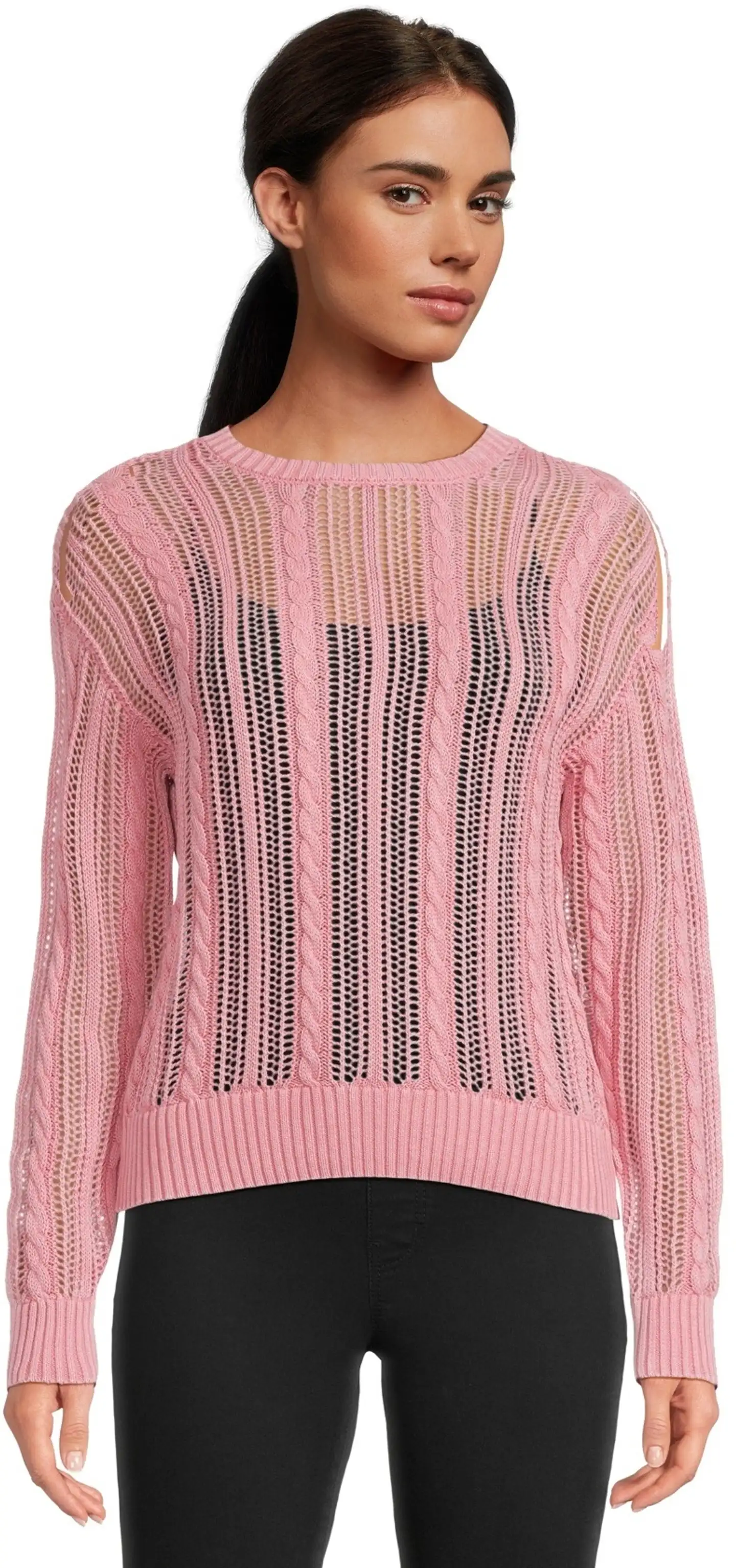 WKLY. naisten palmikkoneulepusero acid wash 213W000154 - Blush pink acid - 1