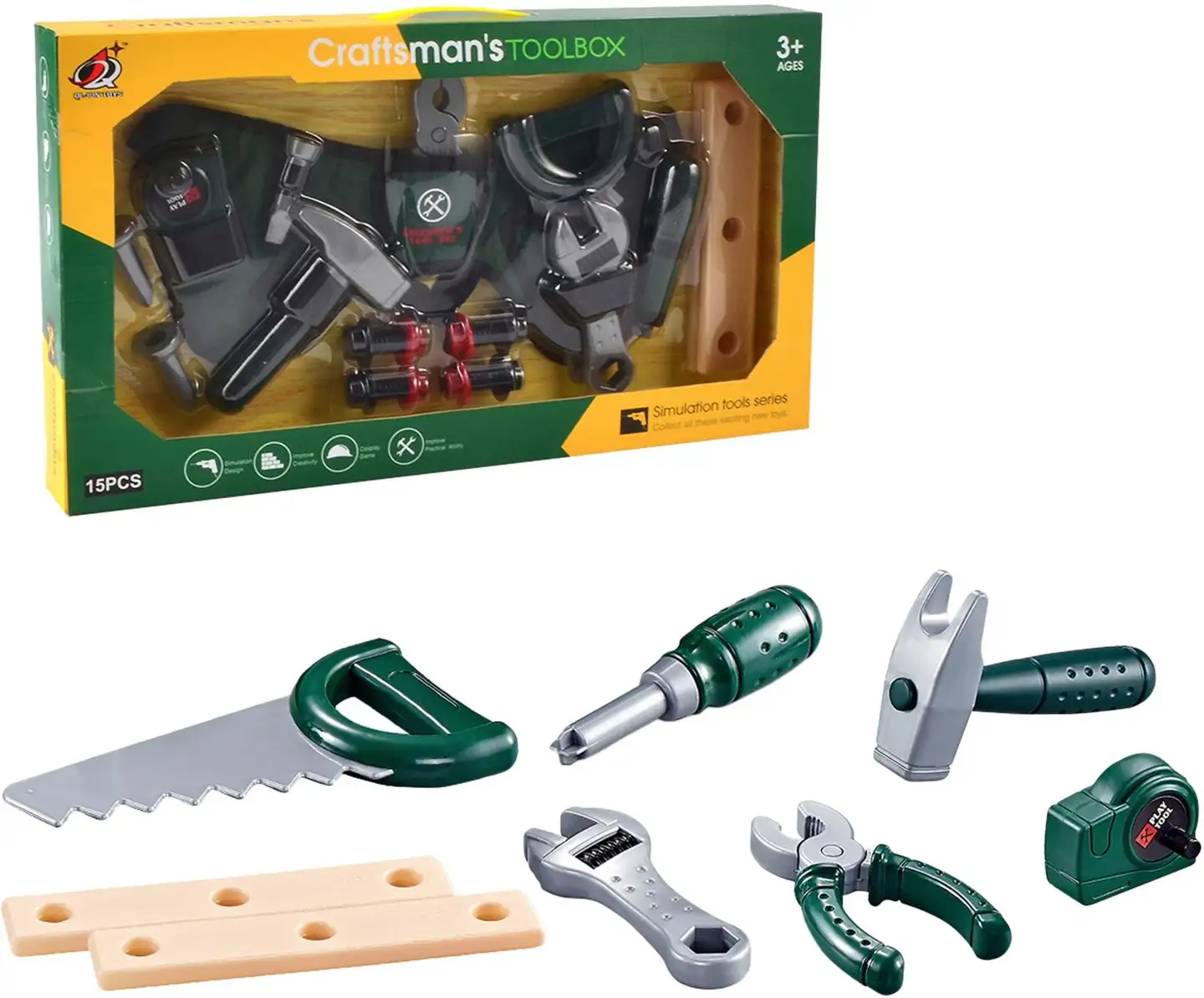 Power Tools Lasten työkaluvyö ja työkalut 15 osaa - 1