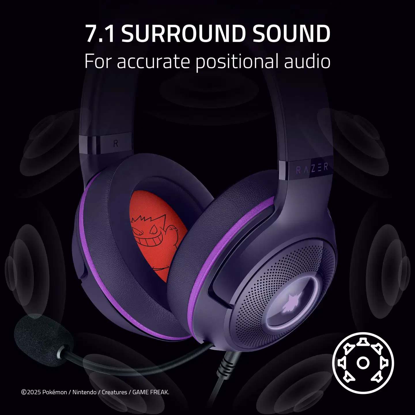 Razer Kraken Kitty V2 kuulokkeet, Pokemon Gengar edition - 8