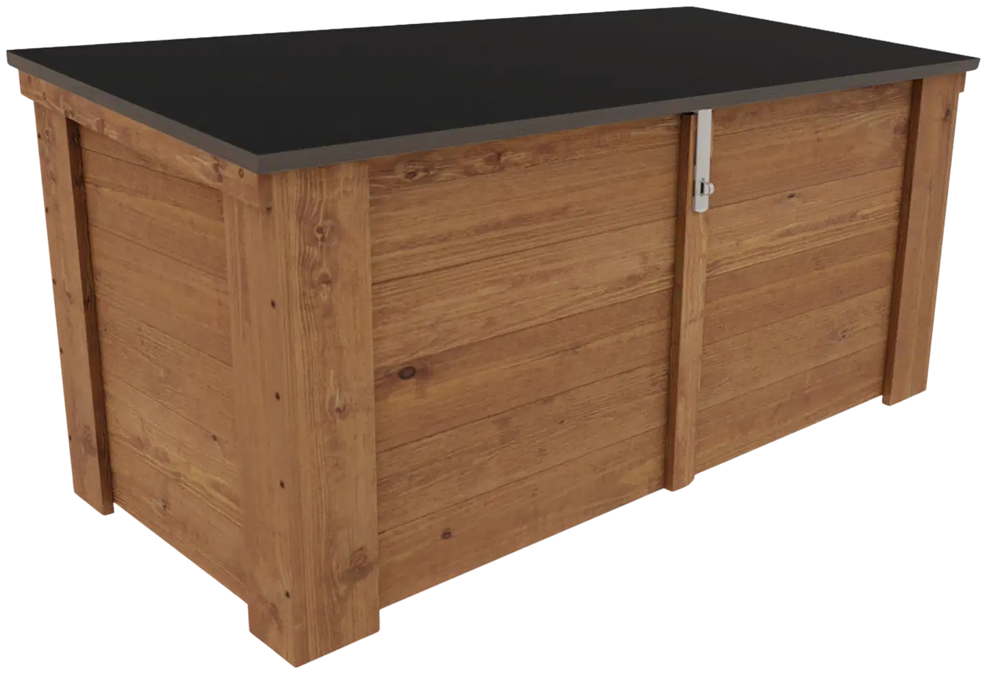 Lukittava piha-arkku kaltevalla kannella, ruskea, 130x58x60 cm - 1