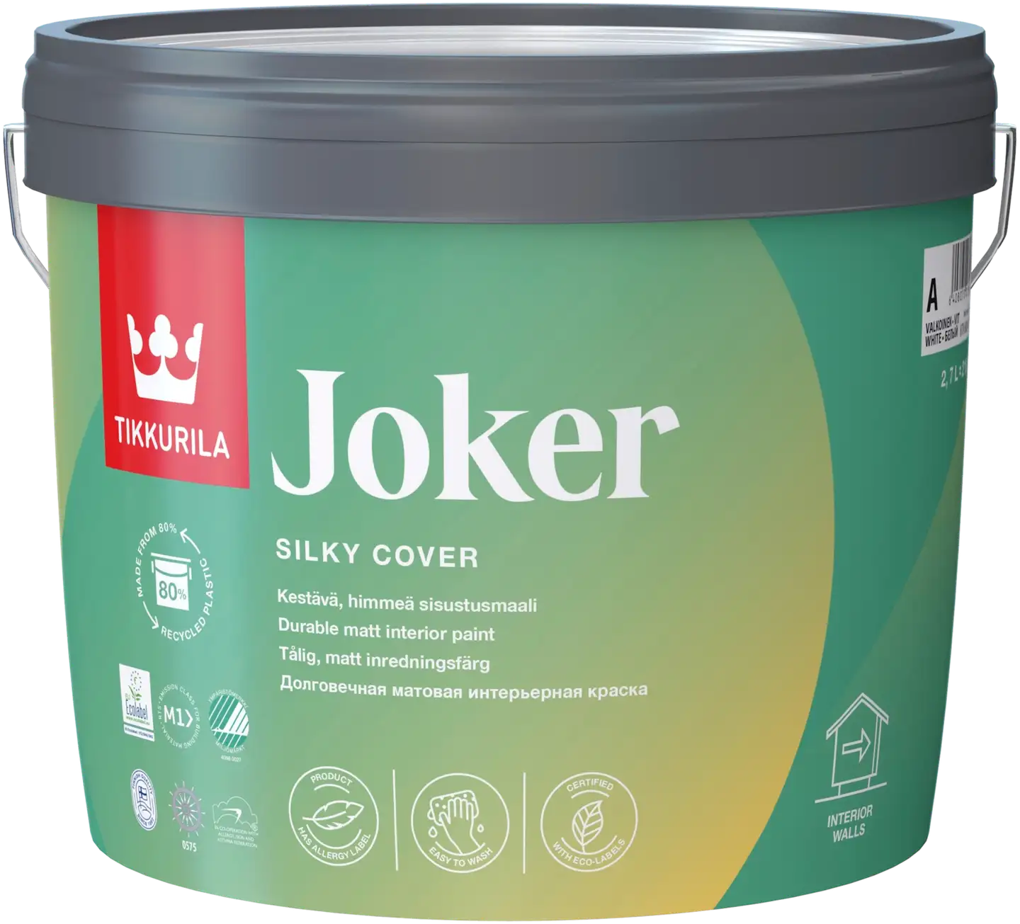 Tikkurila sisustusmaali Joker 2,7 l A valkoinen sävytettävissä himmeä