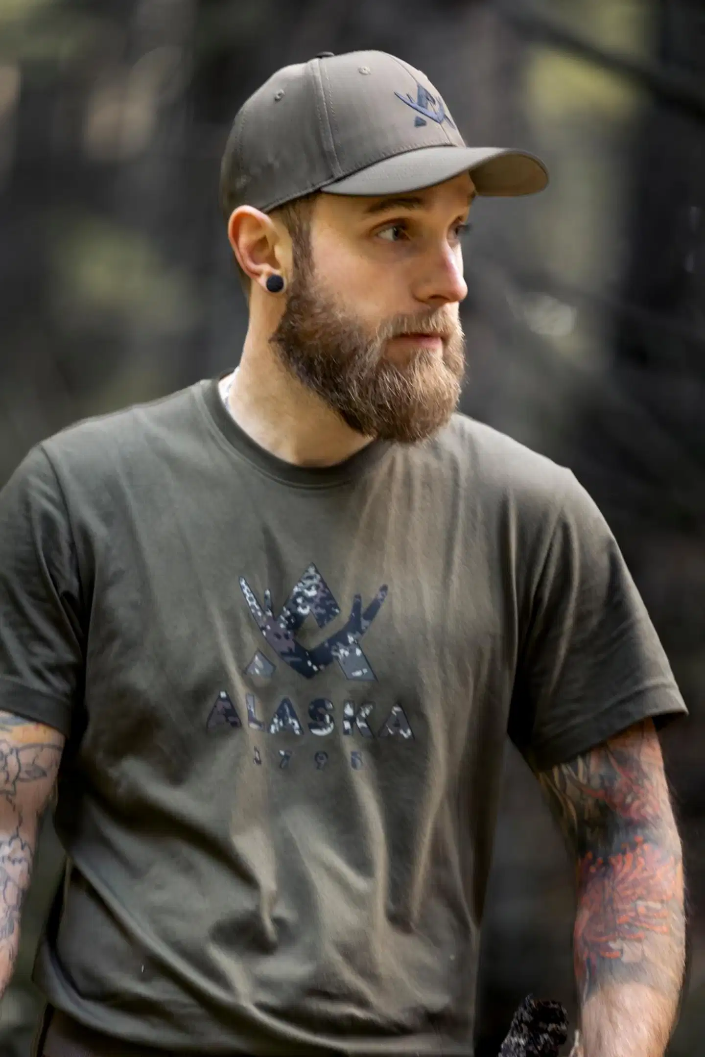 Alaska camo logo miesten t-paita, night green - night green - 3