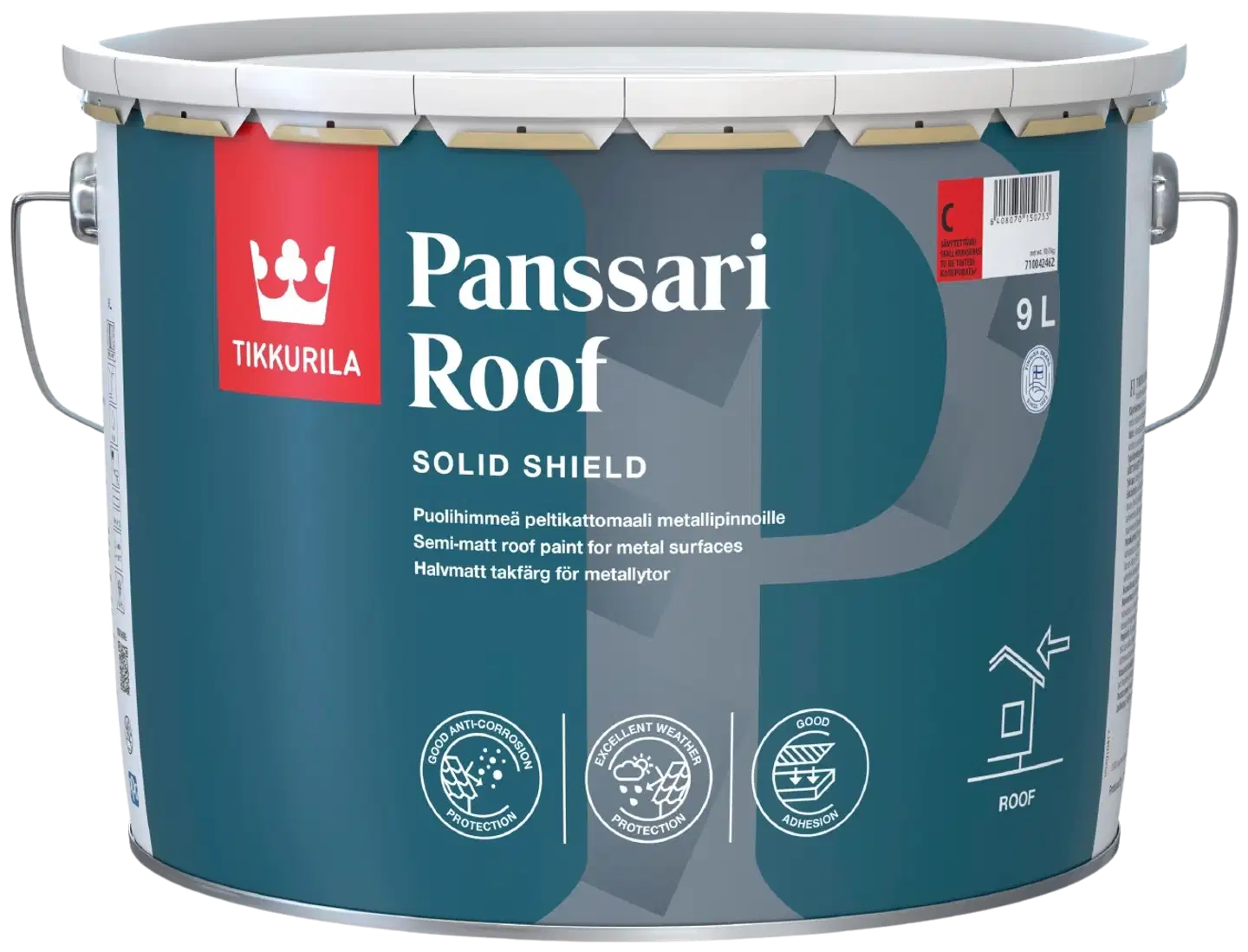 Tikkurila peltikattomaali Panssari Roof 9L A valkoinen sävytettävissä puolihimmeä