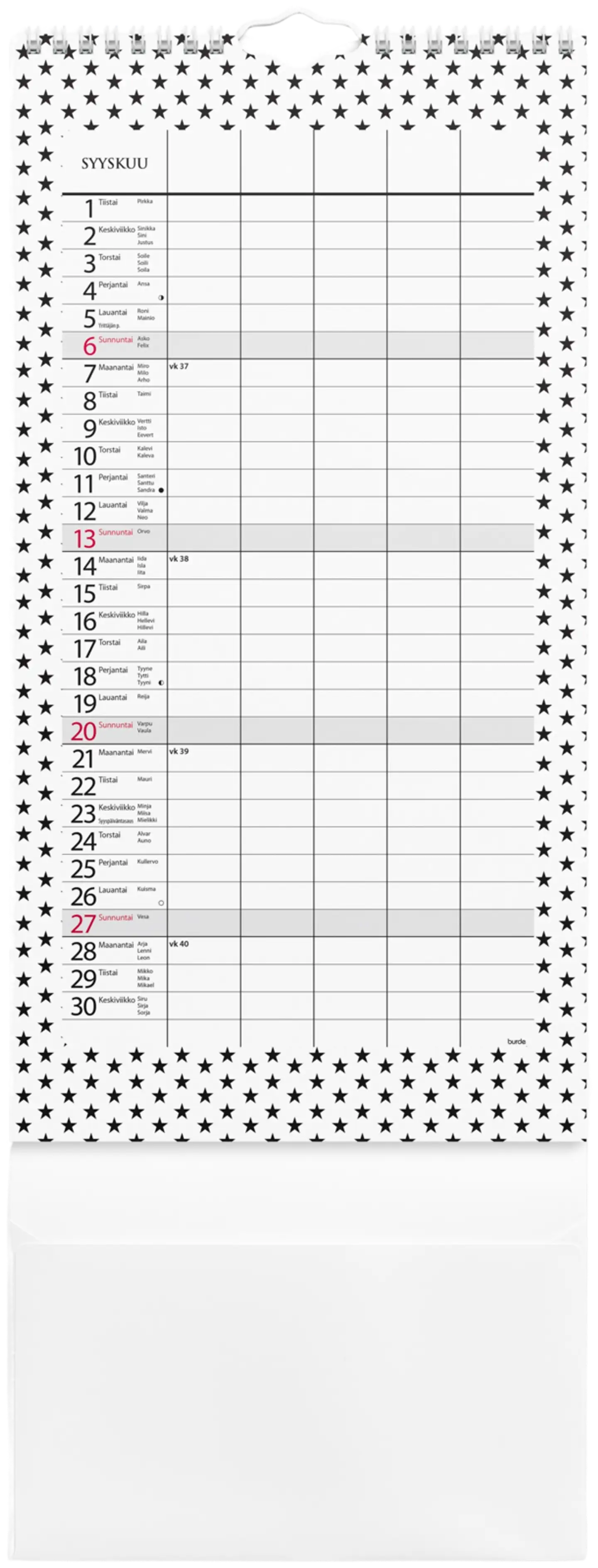 Burde Perhekalenteri 2026 Moderni paperitaskulla - 3