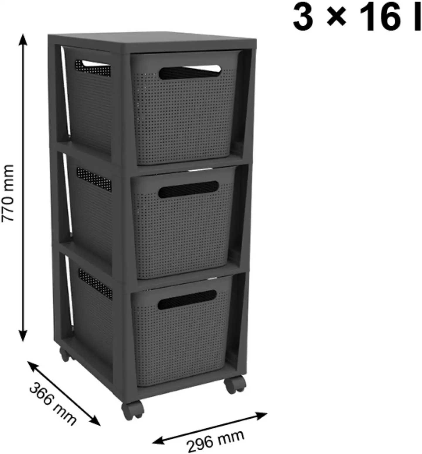 Rotho säilytystorni Brisen 3x16 l harmaa - 2