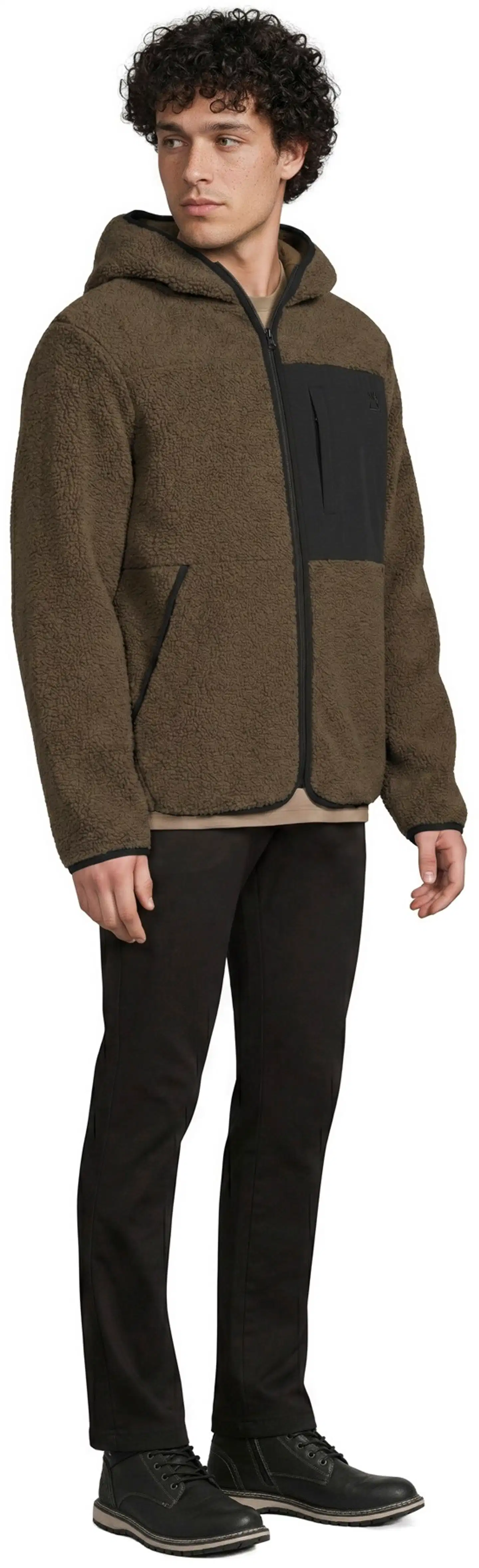 WKLY. miesten kevyt polarfleece-hupputakki vetoketjulla 194W362635 - 19-0618TCX beech - 4