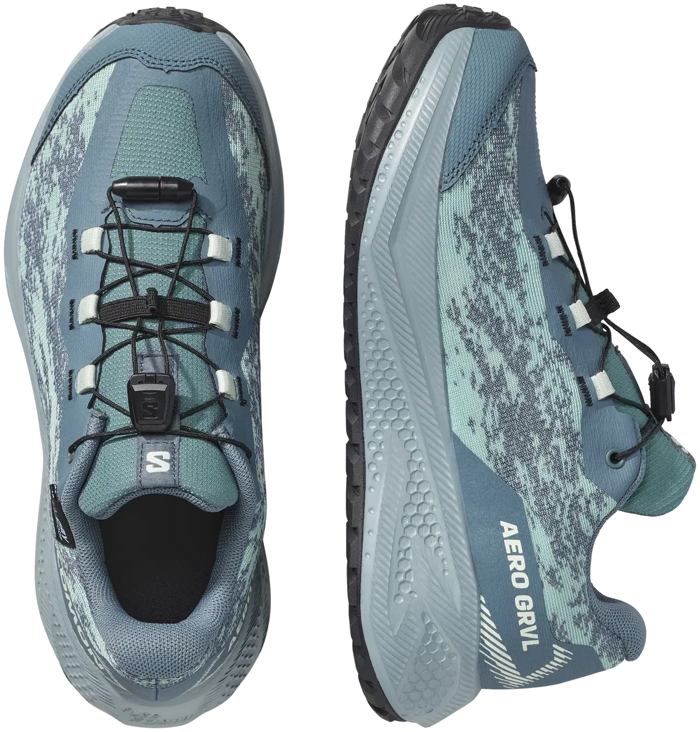 Salomon Aero gravel waterproof junior, vedenpitävä juoksukenkä - Stormy Weather/Lichen/Clearly - 6