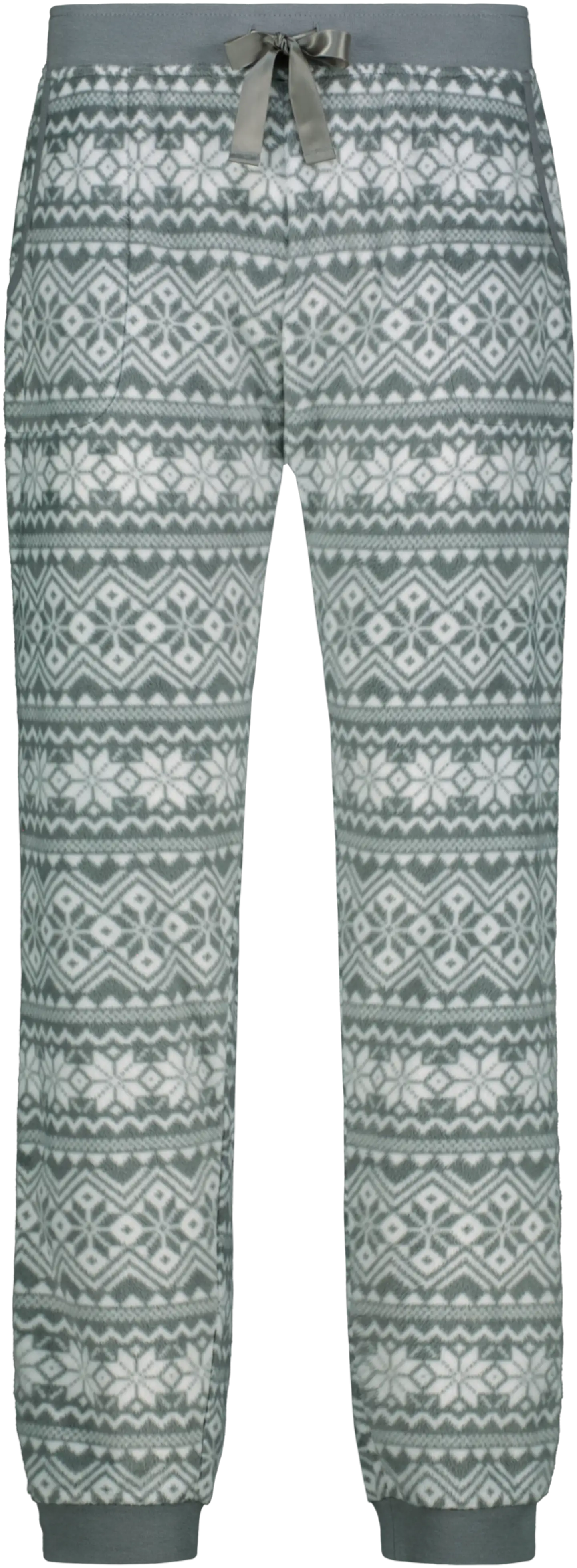 Actuelle naisten fleecehousut 212A382539 - Grey aop