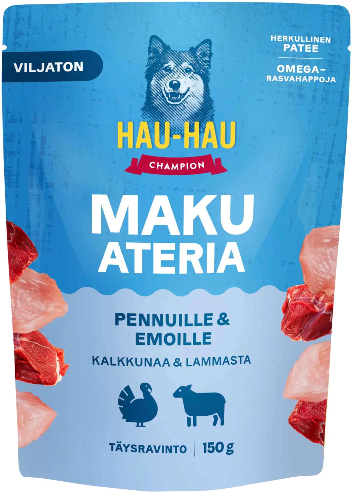 Hau-Hau Champion Makuateria Pennuille & emoille kalkkunaa & lammasta 150 g