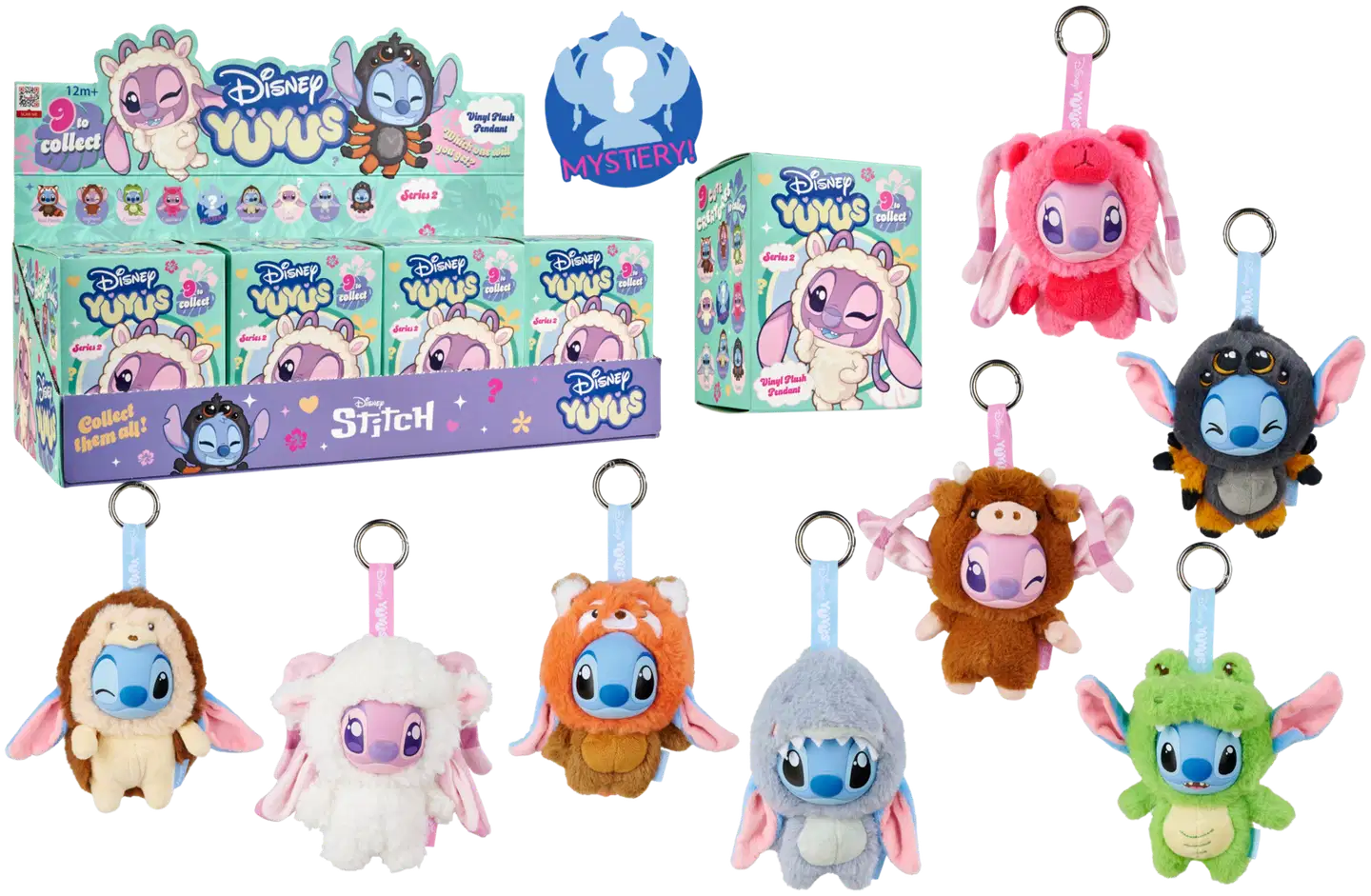 Simba Walt Disney YuYus Stitch tai Angel, maskottipehmo, 12 cm, laukkuun, reppuun tai avaimenperään - 1