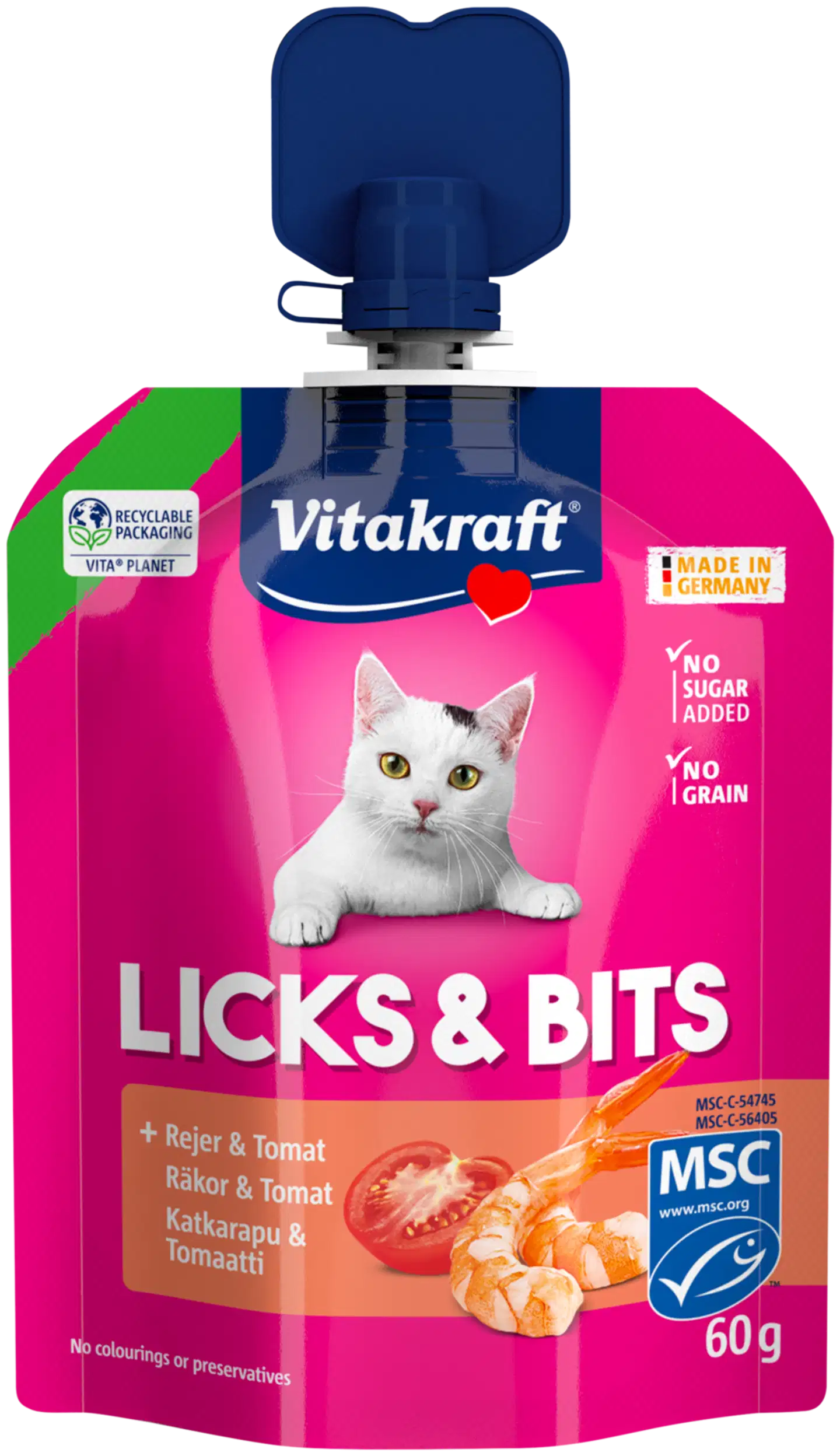 Vitakraft Licks & Bits kissan makupala katkarapu & tomaatti 60g MSC