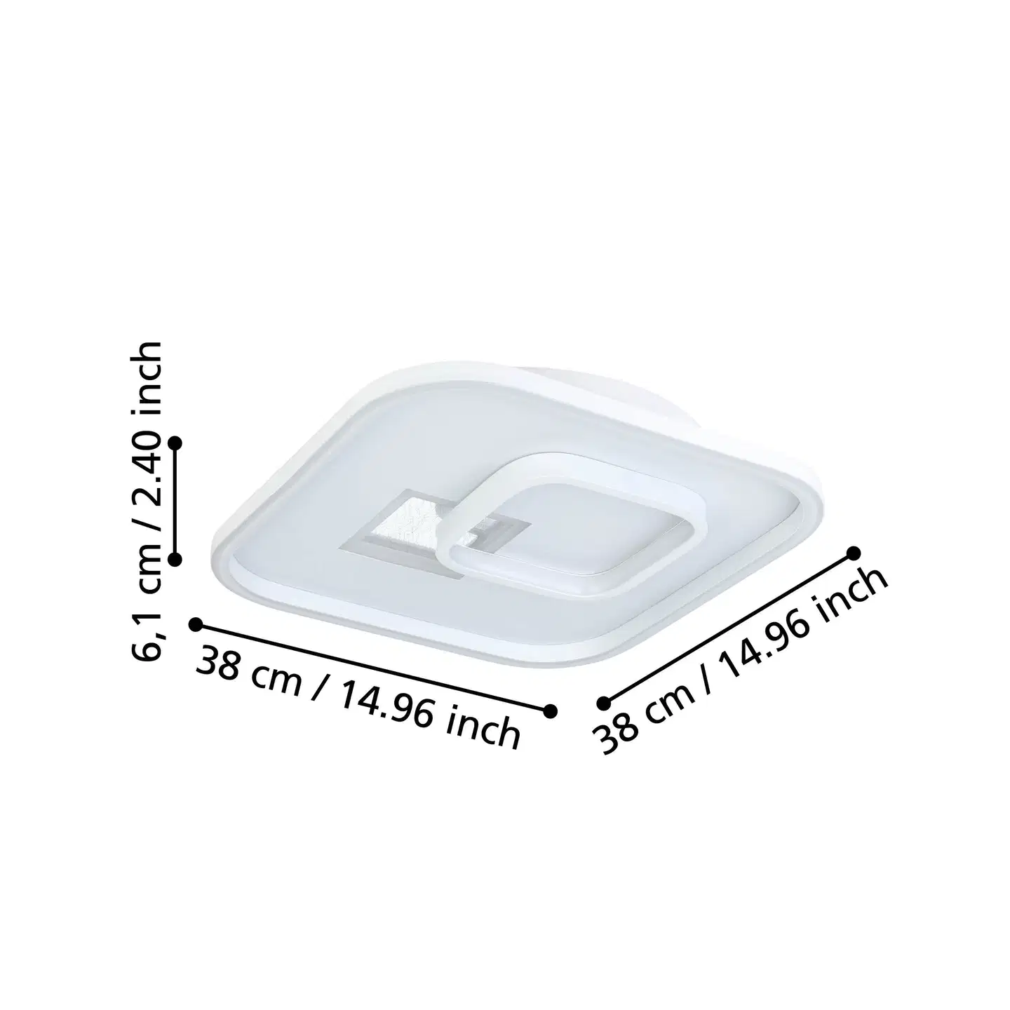 EGLO kattovalaisin Tiriolo LED 162W/9,2W 38x38 cm valkoinen/hopea - 4