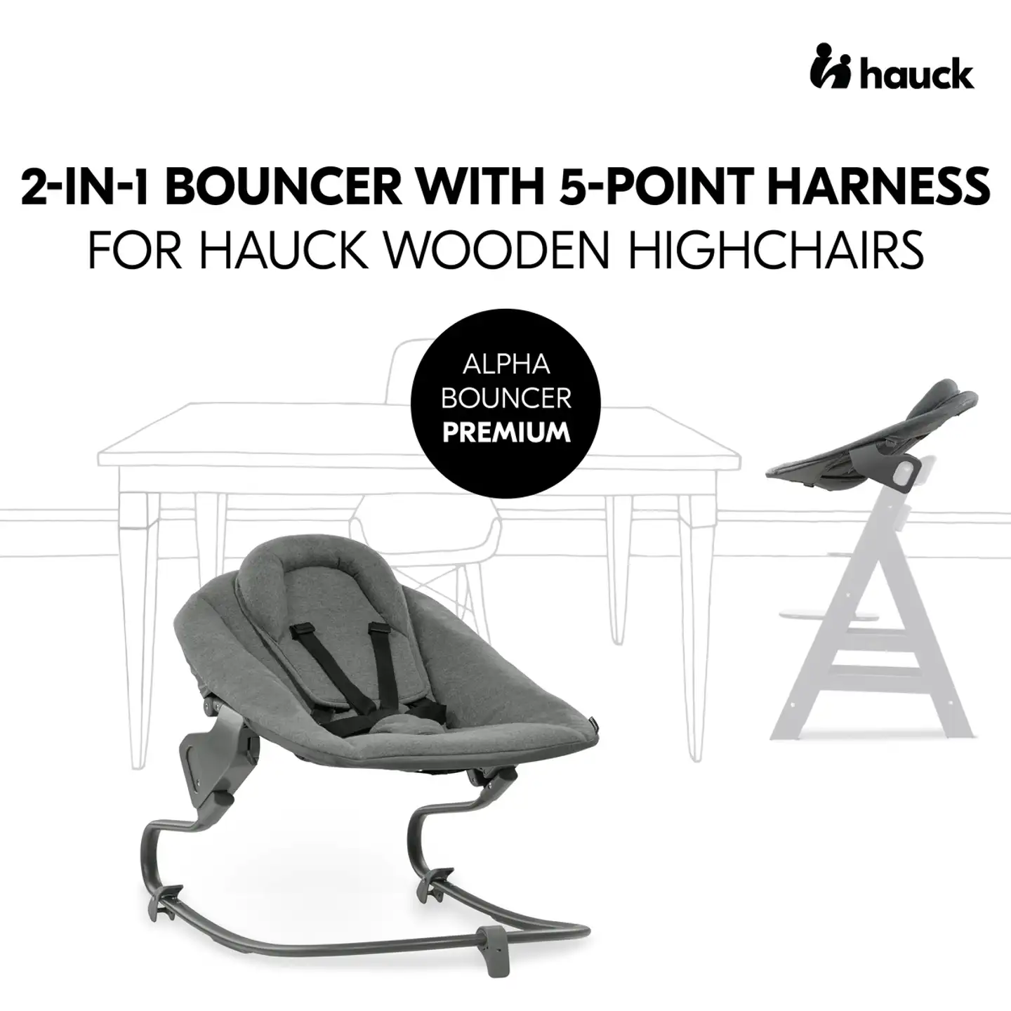 Hauck sitteri Alpha Bouncer Premium tummanharmaa - 12