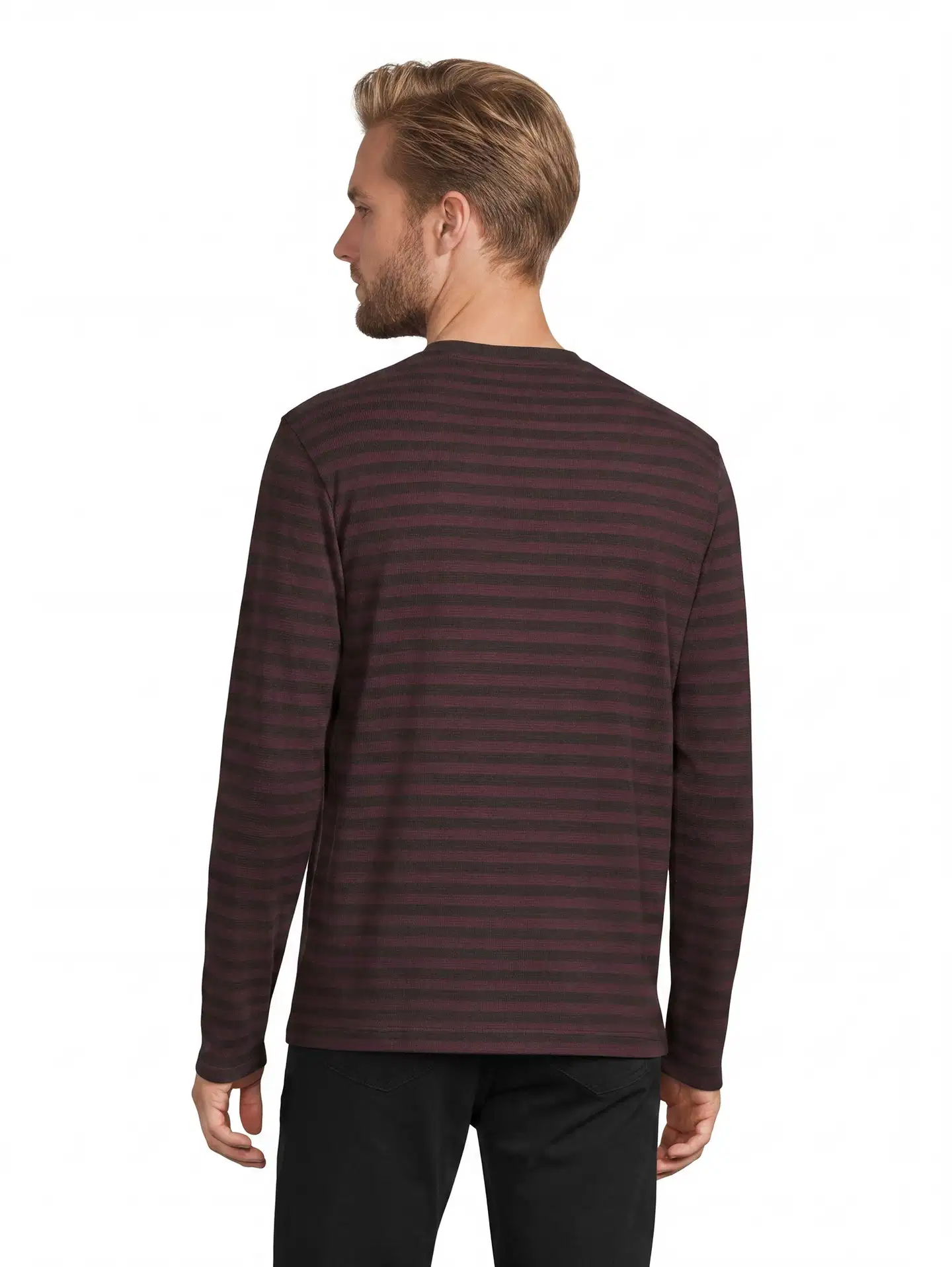 House miesten Henley-raitapaita 195H292604 - Fig/Brown - 3