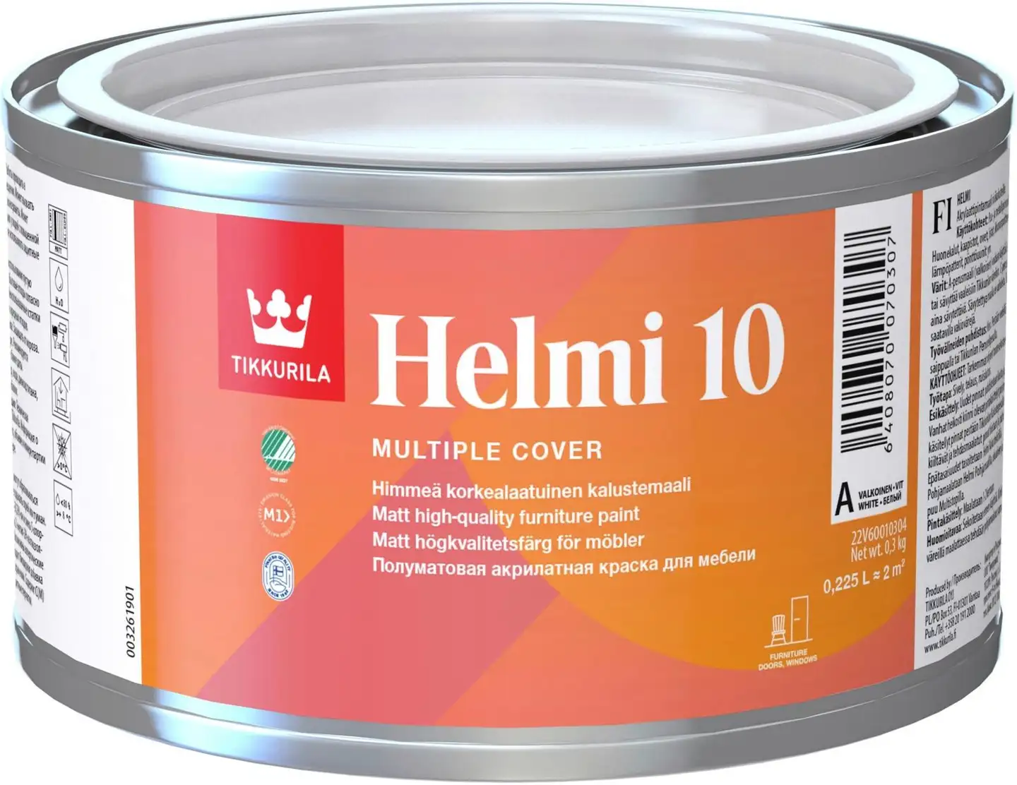 Tikkurila kalustemaali Helmi 10 0,225 l A valkoinen sävytettävissä himmeä