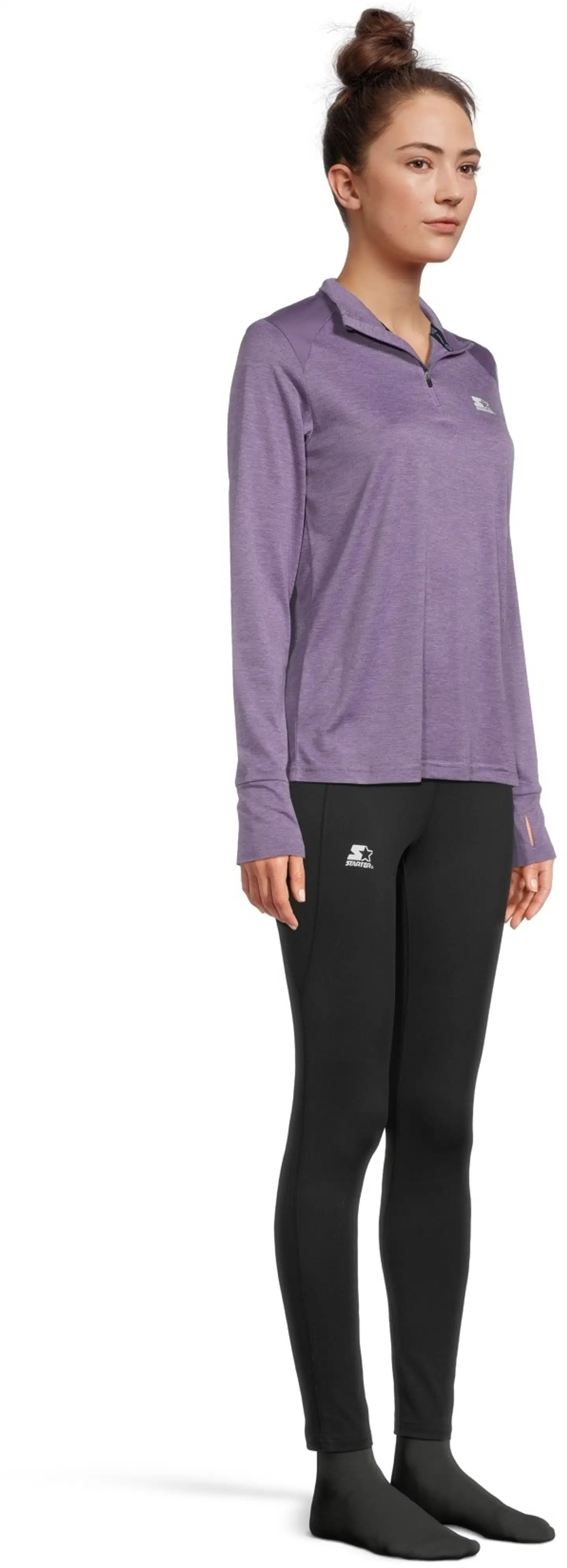 Starter naisten pitkähihainen juoksupaita vetoketjukauluksella SWS26004 - Lilac Melange - 4
