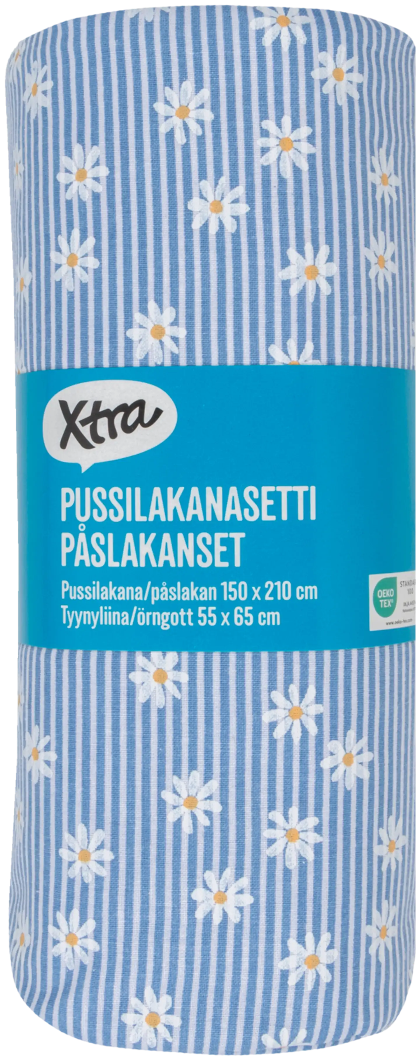 Xtra pussilakanasetti Daisy 150x210 cm sininen - 2
