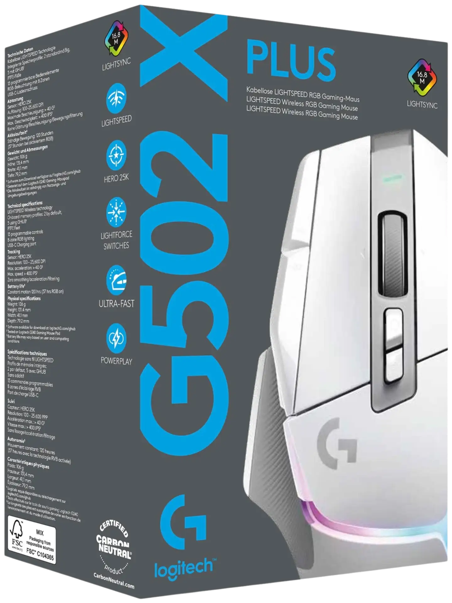 Logitech langaton pelihiiri G502 X Plus Lightspeed - 4