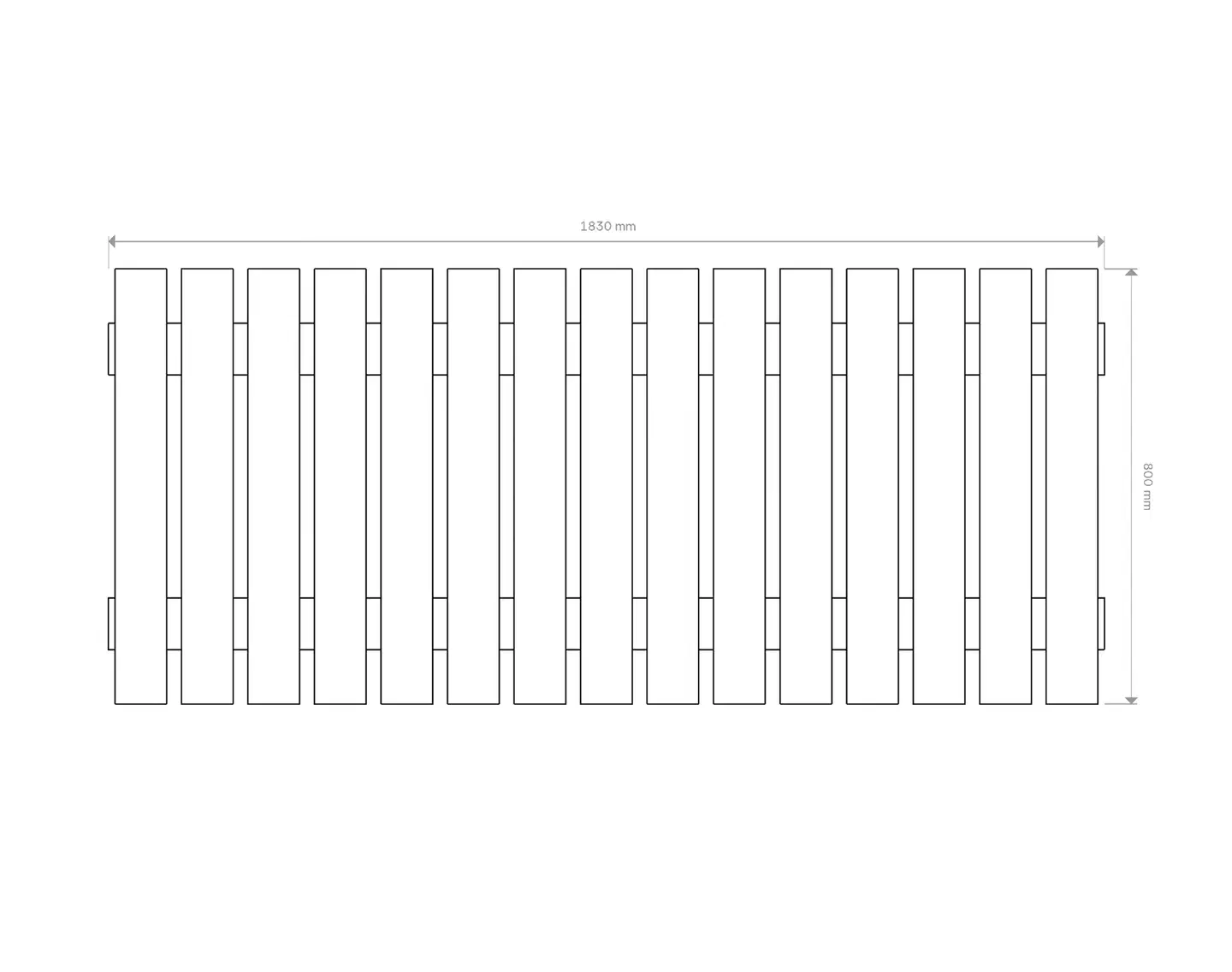 Näkösuoja-aita, pysty laudoitus, grafiitin harmaa, 183x80x3,3cm - 2