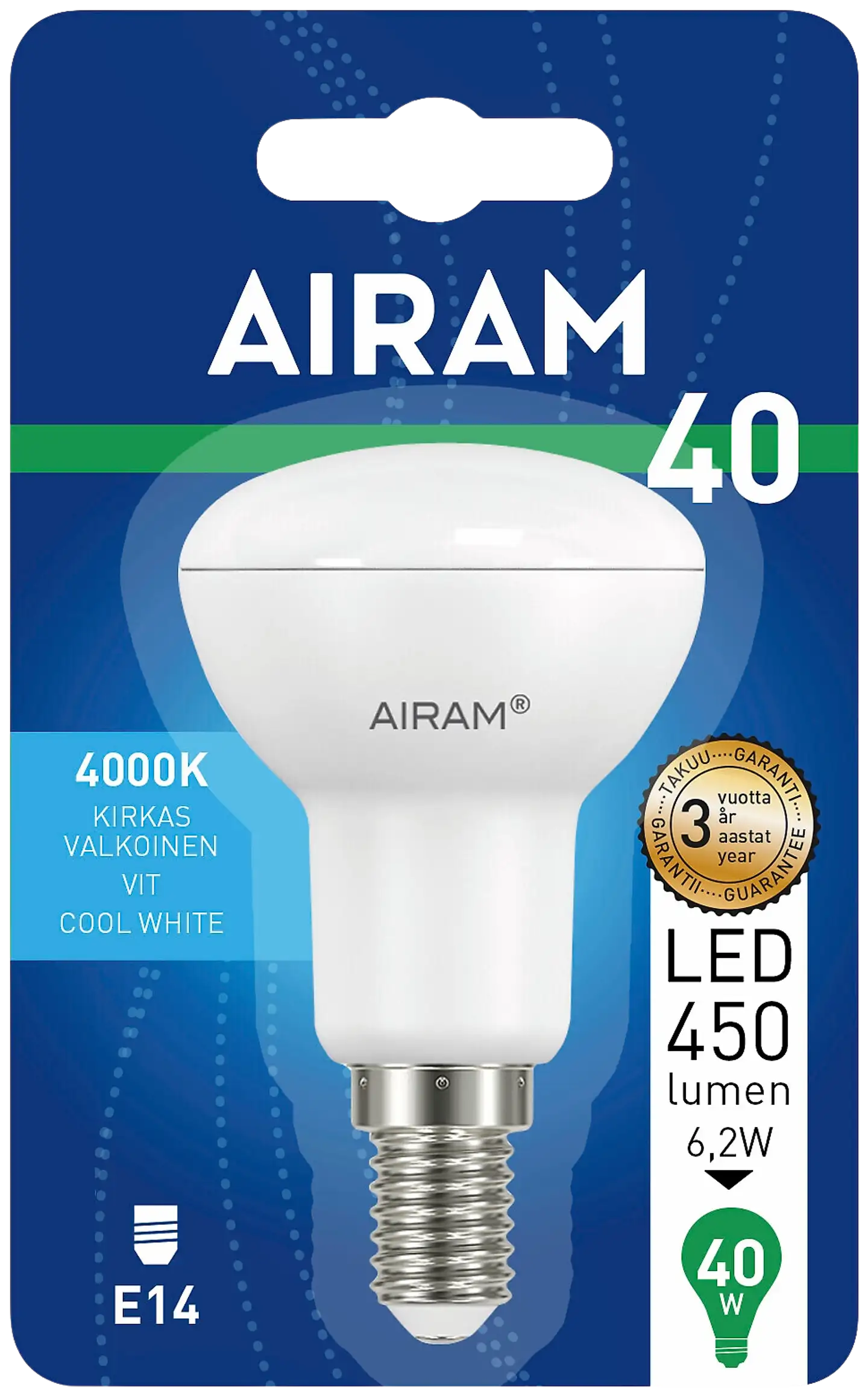 Airam Led kohde R50 opaali 4W E14 110D 480lm/130cd 4000K - 2