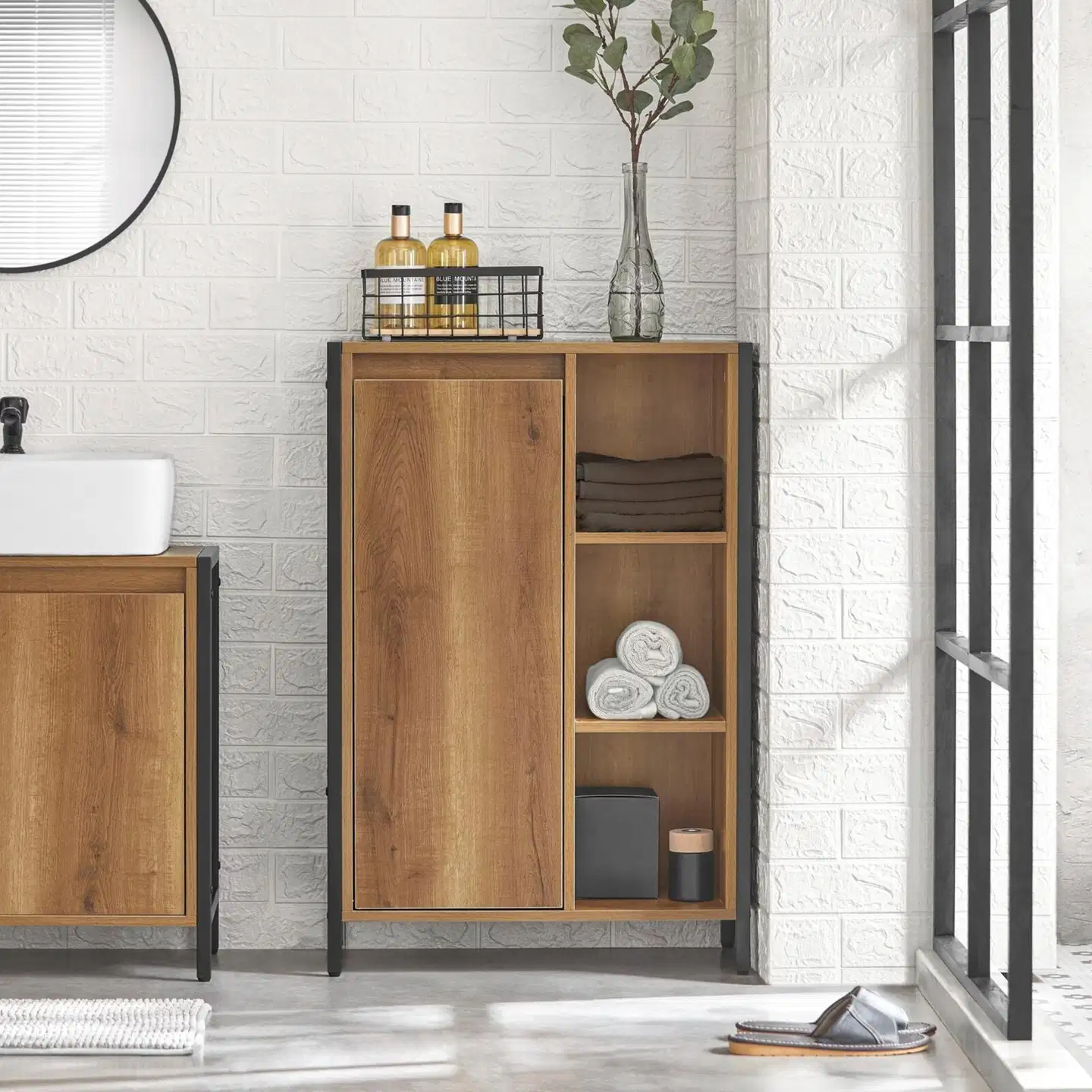 SoBuy säilytyskaappi vaaleanruskea BZR65-PF - 2