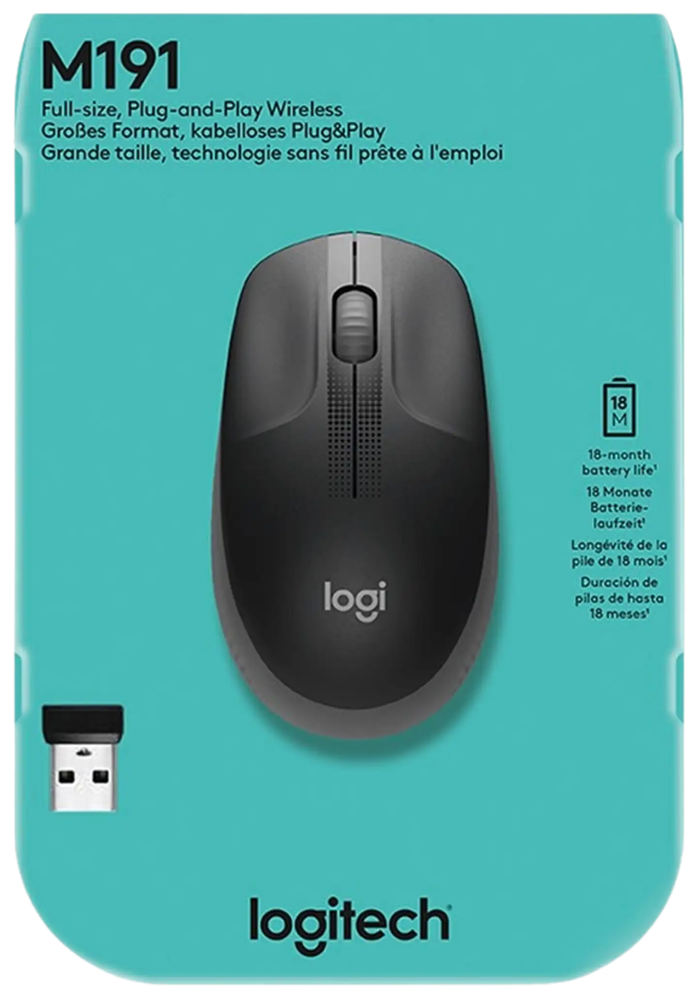 Logitech langaton hiiri M190 tumman harmaa - 3