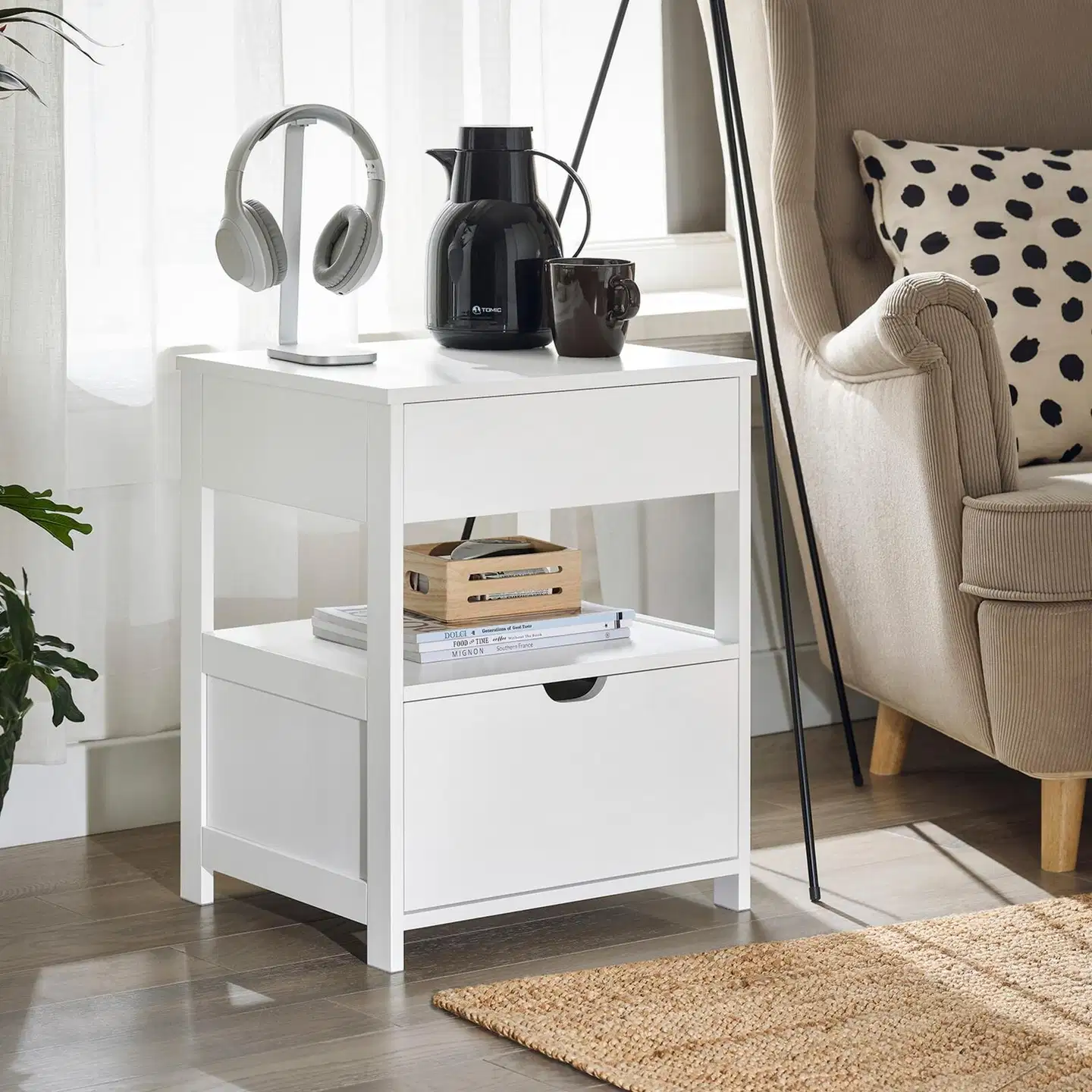 SoBuy yöpöytä valkoinen FRG258-II-W - 2