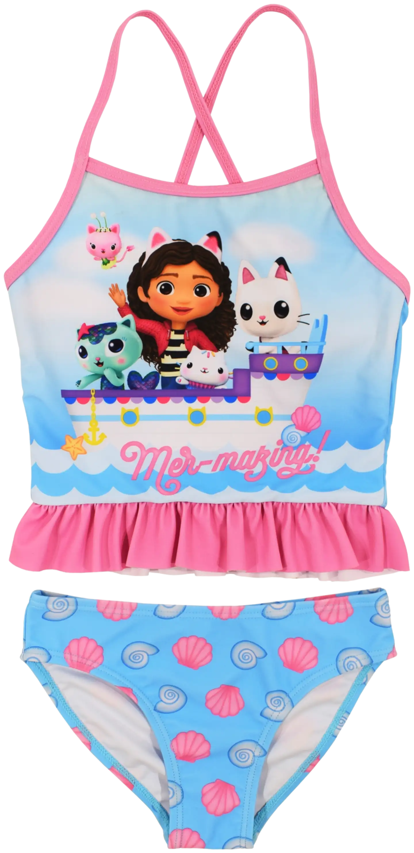 Gabby's Dollhouse lasten kaksiosainen uimapuku EM-GABB-0066 - Vaaleansininen