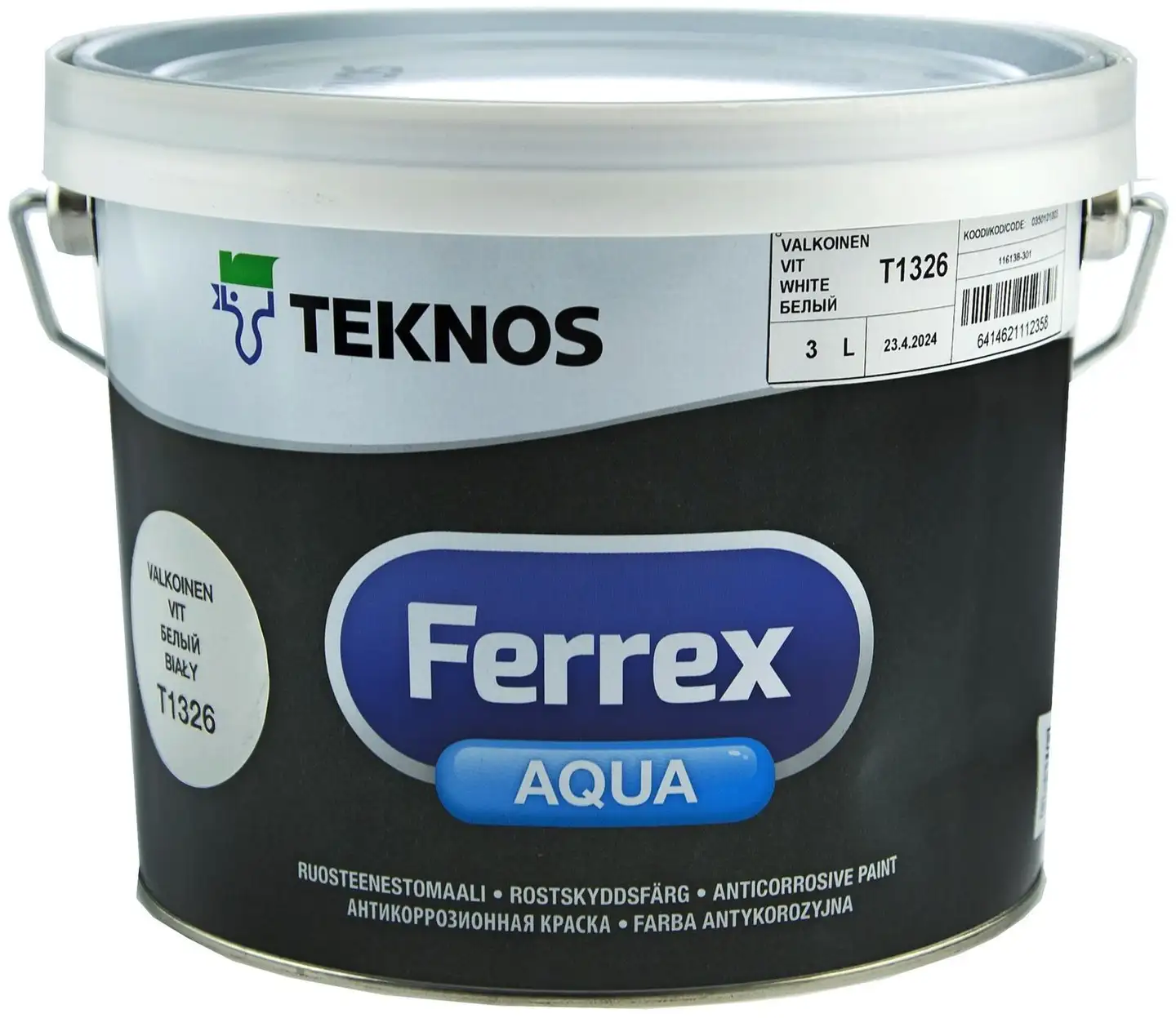 Teknos ruosteenestomaali Ferrex Aqua 3 l valkoinen puolihimmeä