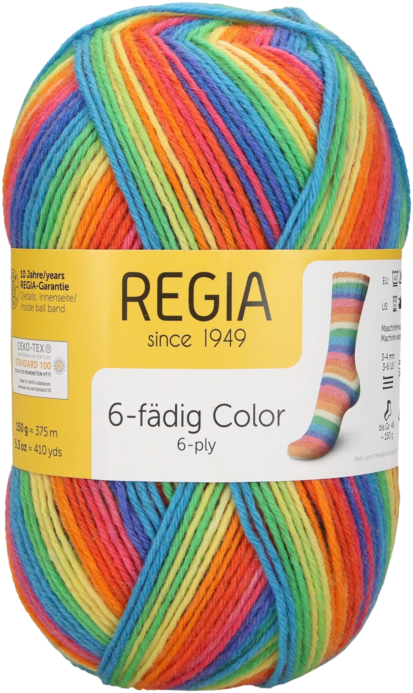 Regia sukkalanka Rainbow 6-säikeinen 150 g - 1